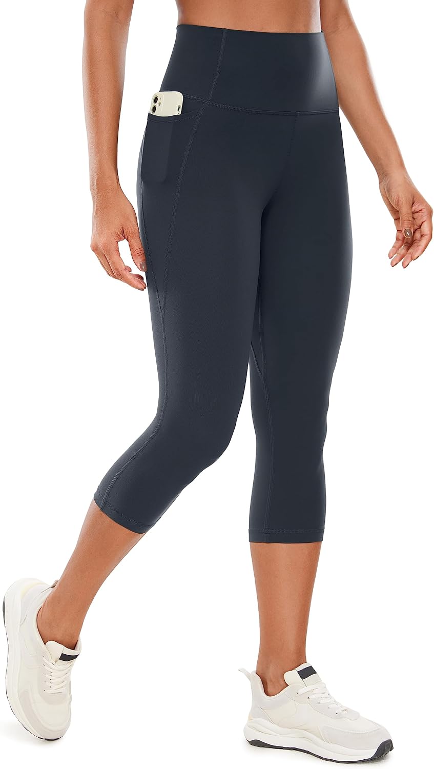 Detalle de CRZ YOGA Da Donna Butterlux Allenamento Capri Ghette con Tasche 48cm/53cm - Vita Alta