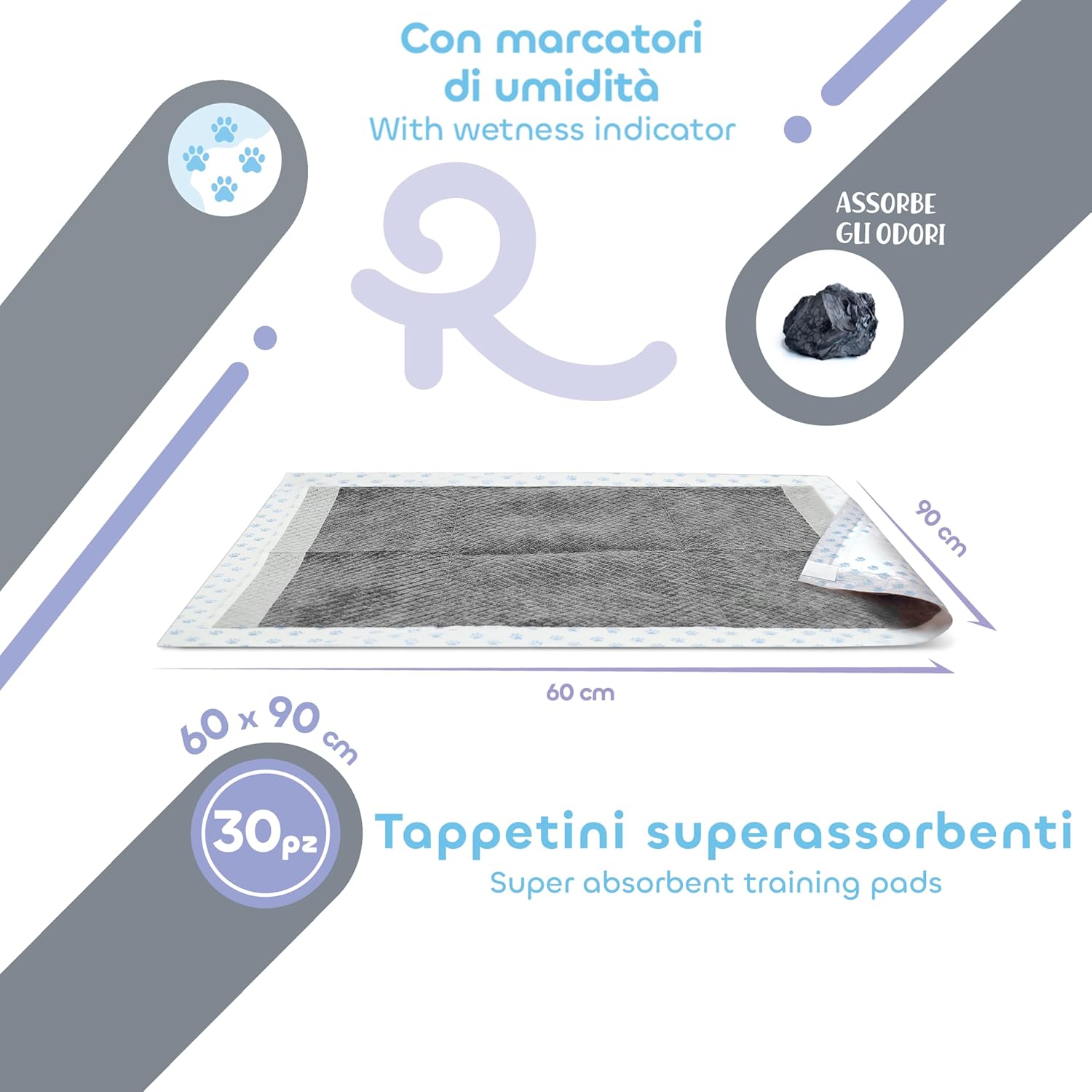 Detalle de Record Hygienematten Absorbipiù Einweg-Hundeschläfer mit Aktivkohle (60x90 cm) – extra saugfähig, geruchsdicht, 30 Stück