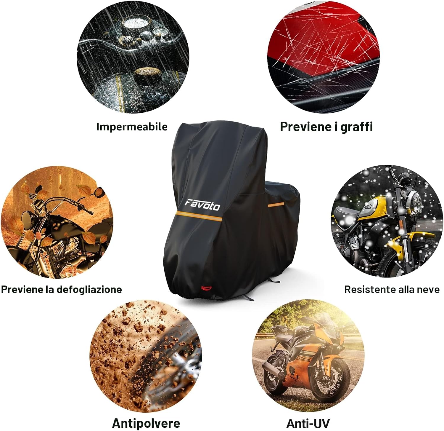 Thumbnail 4 de Favoto Telo Coprimoto 210D per Moto con Parabrezza Alto – Protezione completa 245x105x160 cm
