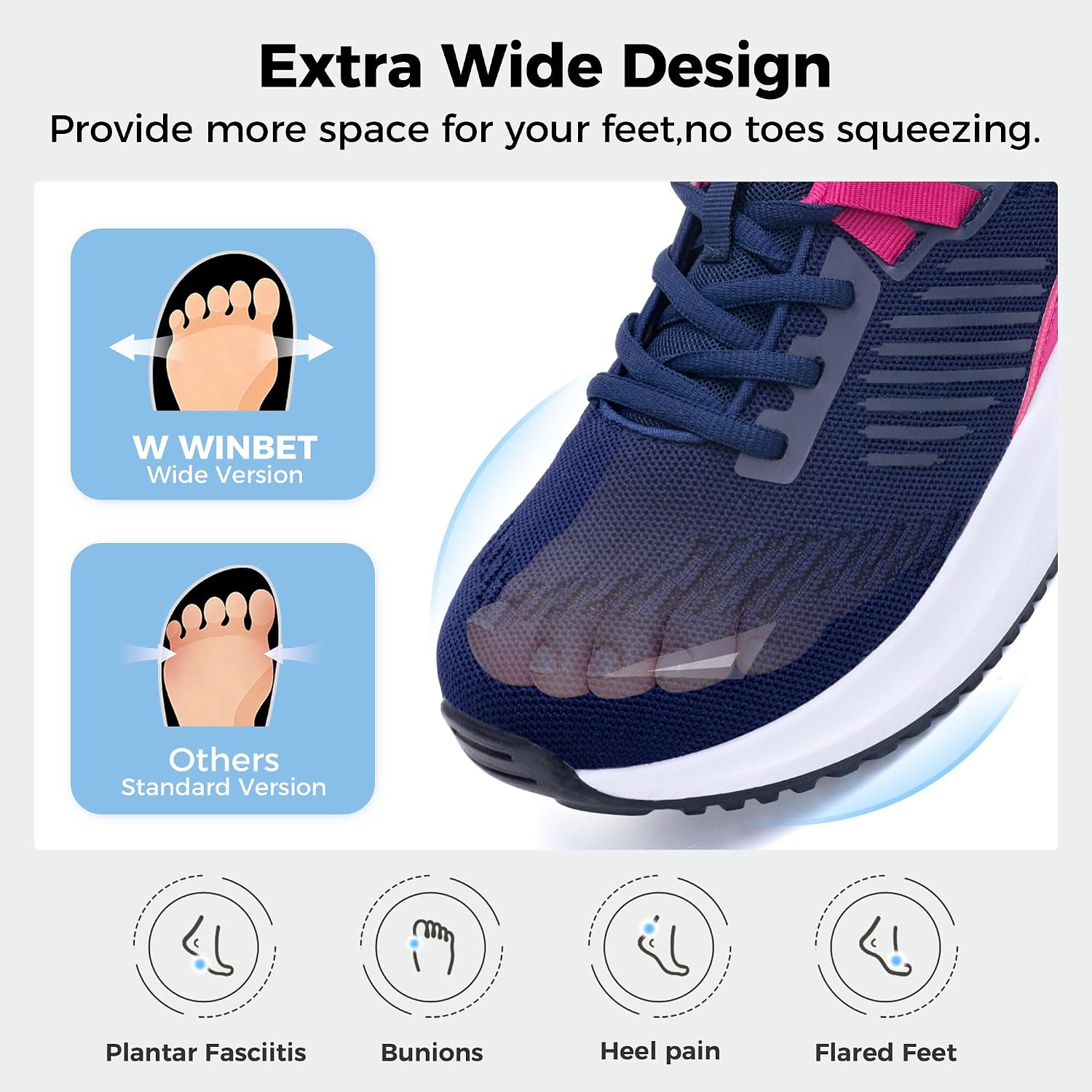 Detalle 2 de W WINBET Walking Shoes, Wide Width