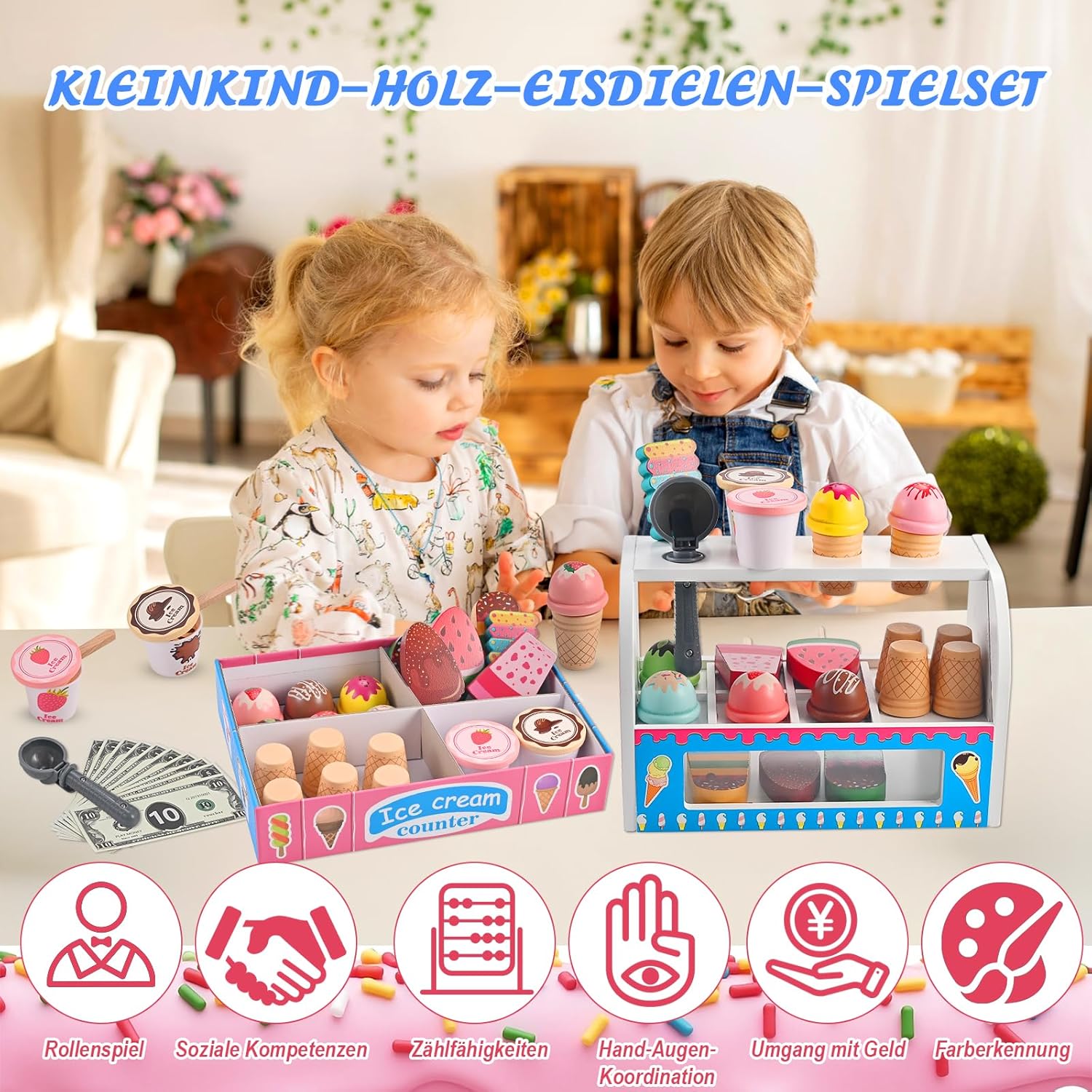 Thumbnail 4 de Wooderma Eisdiele aus Holz – Zubehör für Kinderküche und Kaufladen Rollenspiele