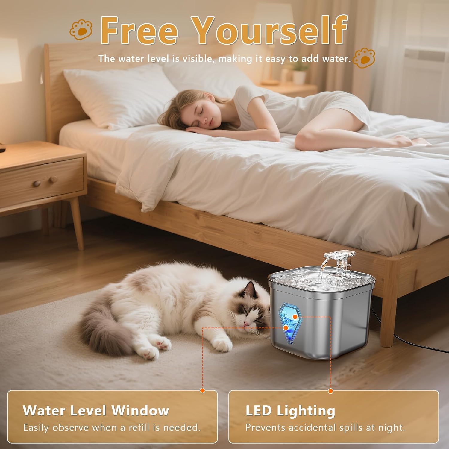 Detalle 2 de EUARY Dispensador Agua Gatos Perros 2,5 L