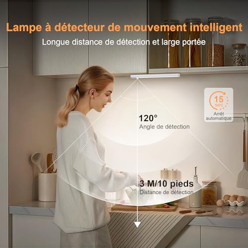 Detalle 2 de daphomeu 5 Pièce Lampe LED Rechargeable – Éclairage sous-meuble magnétique, détecteur de mouvement, 42 LEDs
