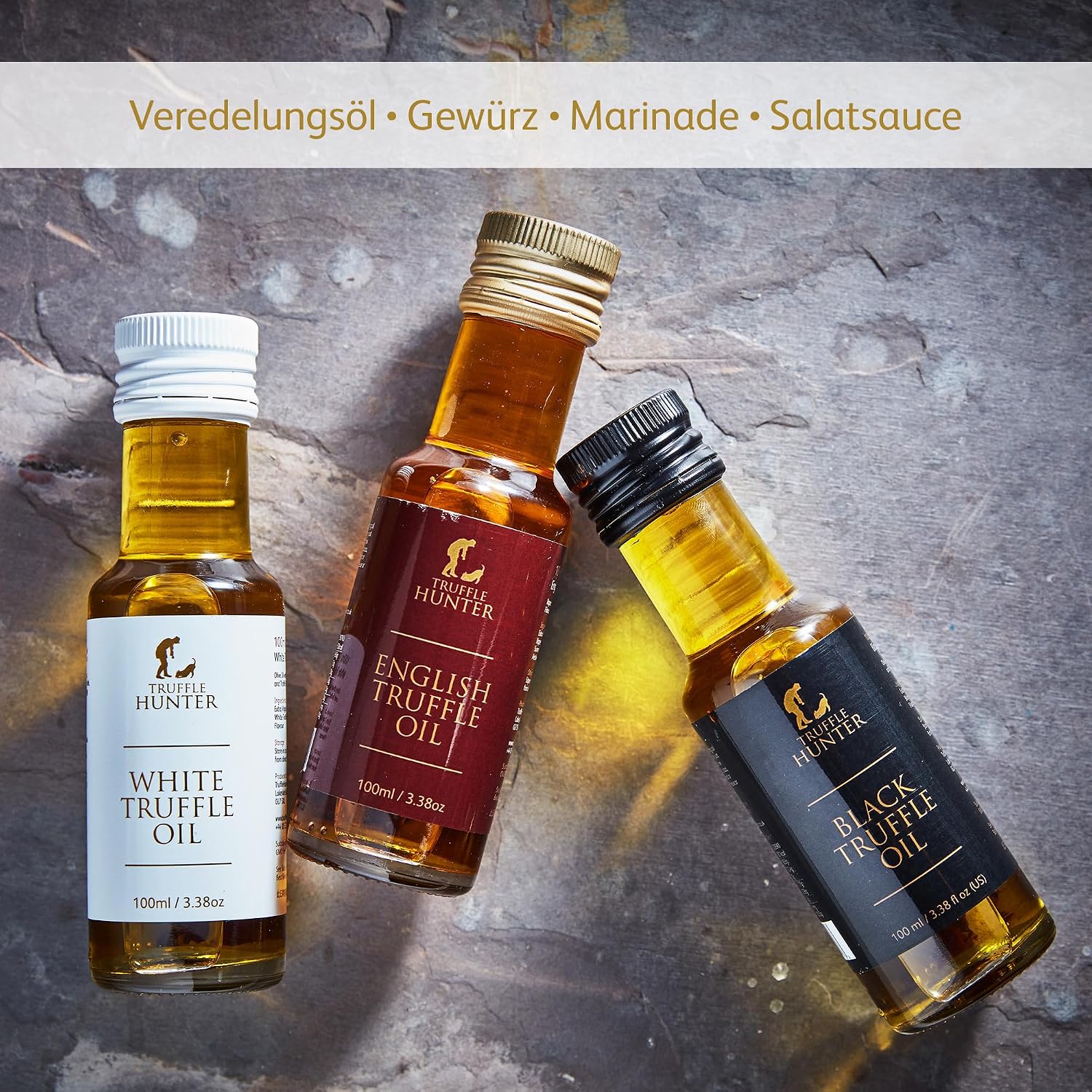 Detalle de TruffleHunter Trüffelöl-Set – 3 Variationen mit echtem Trüffelgeschmack (100 ml × 3)