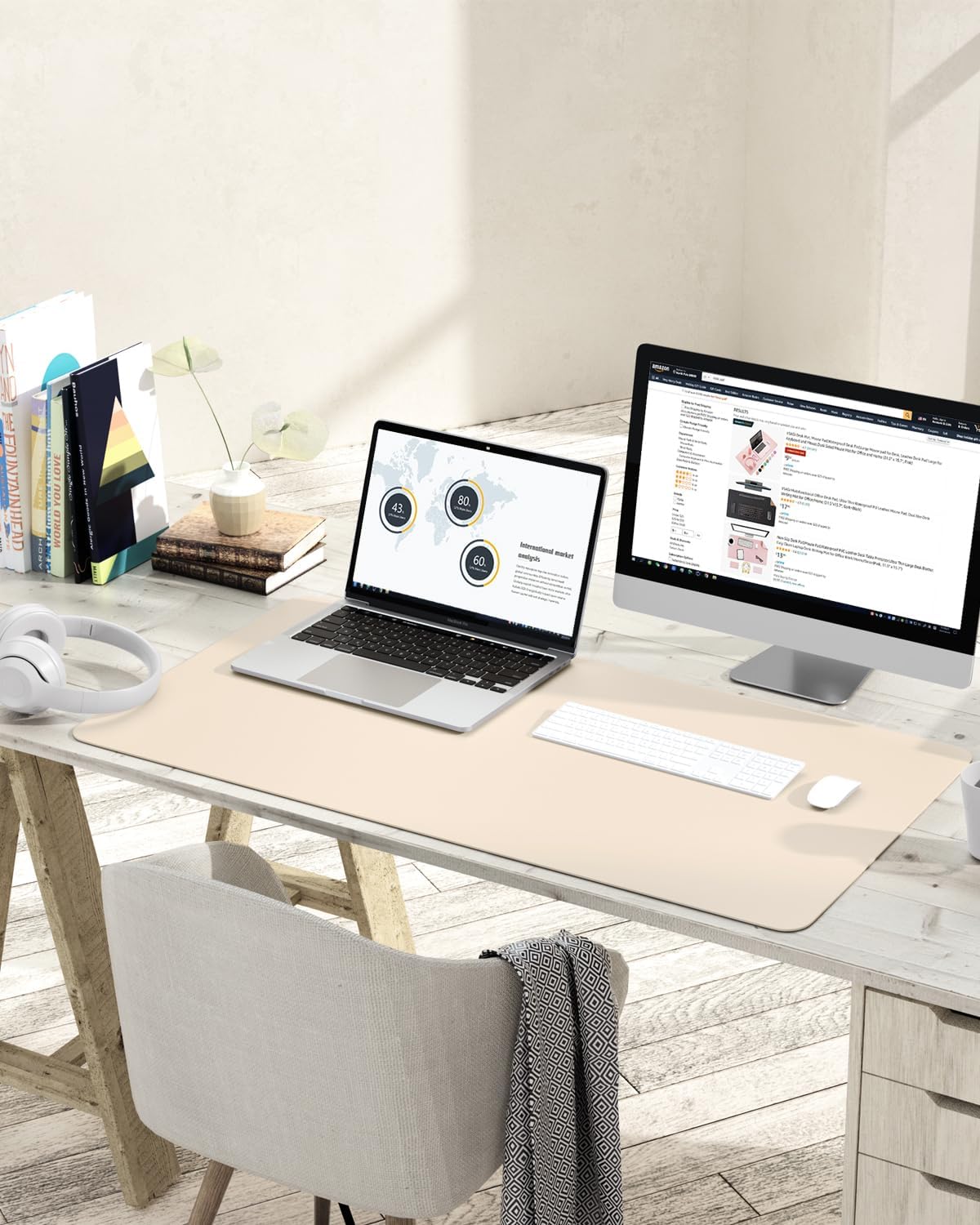 Thumbnail 1 de YSAGi Non-Slip Desk Pad: Waterproof, Ultra-Thin 90 x 43 cm Desk Protector in Beige