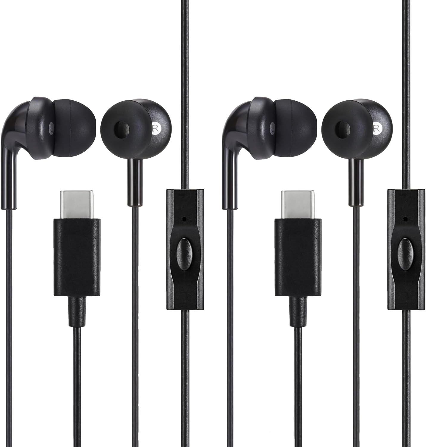 Detalle de Amazonベーシック AMZ-E8090A-2 USB-C有線イヤホン マイク付き S/M/Lイヤーチップ・2個セット