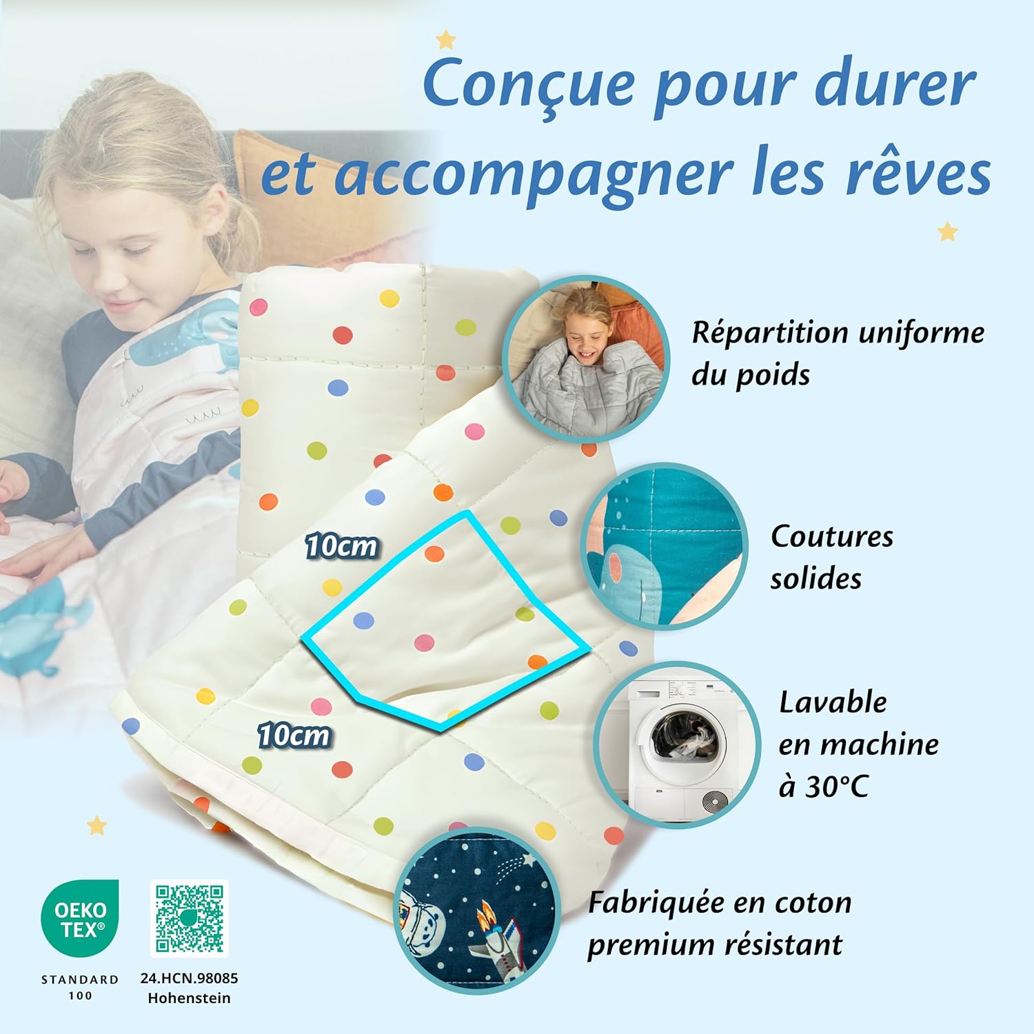 Thumbnail 5 de Ella Couverture Lestée Enfant 3,2 kg 100x150 cm – Relaxante et Calmante