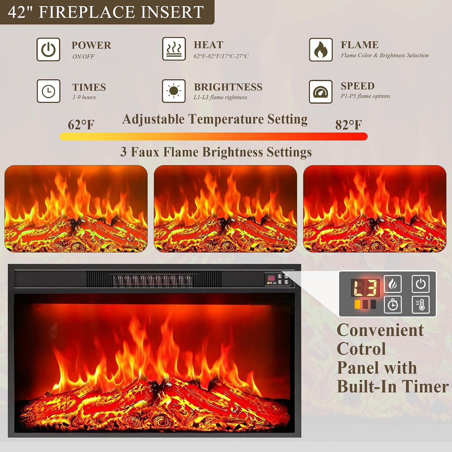 Detalle 2 de Fireplace TV Stand, 70.08-Inch
