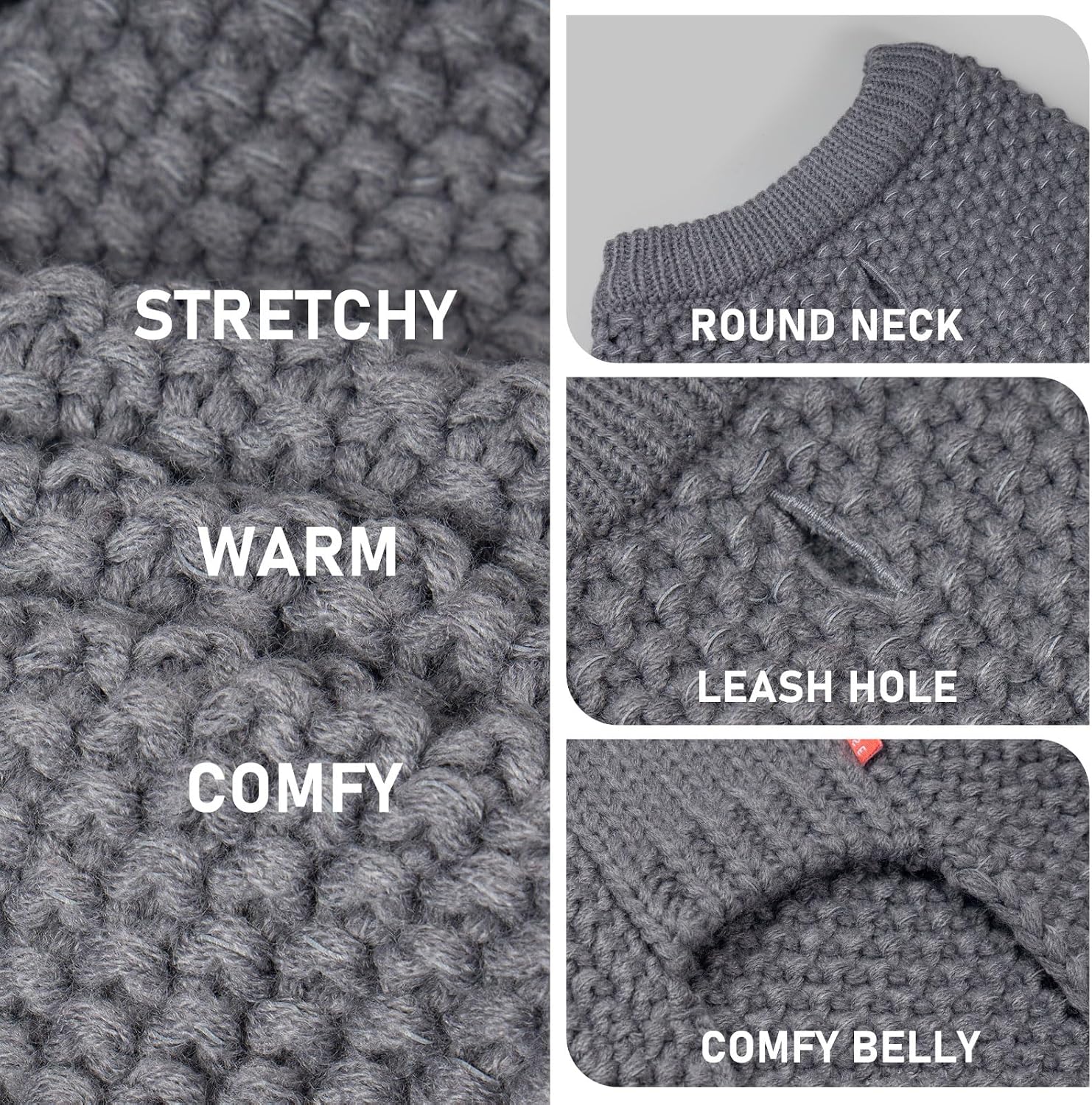 Detalle de KYEESE Dog Sweater in Reflective Acrylic Knit