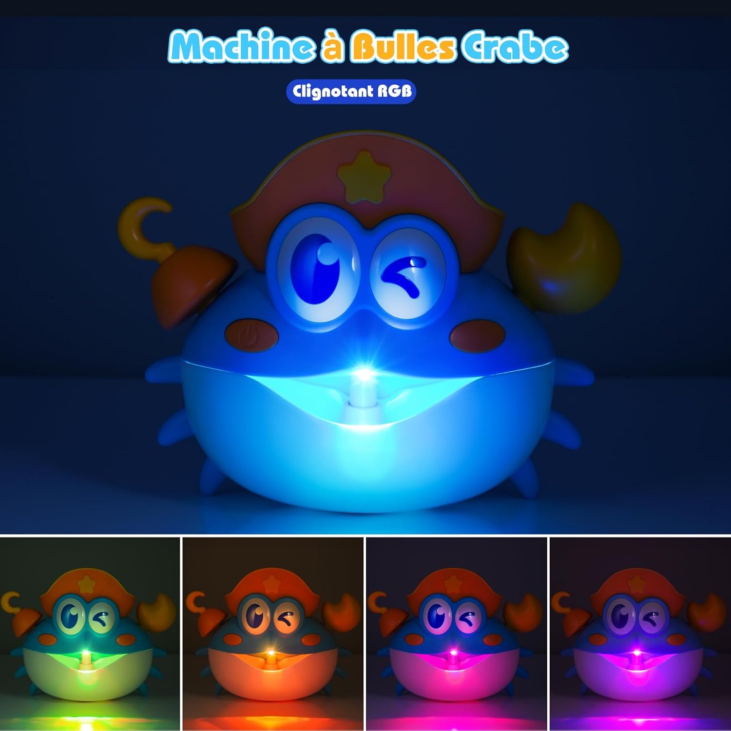 Detalle 2 de iKidiki Jouet Bain Crabe à Bulles lumineux - pour bébé et enfants 1–6 ans