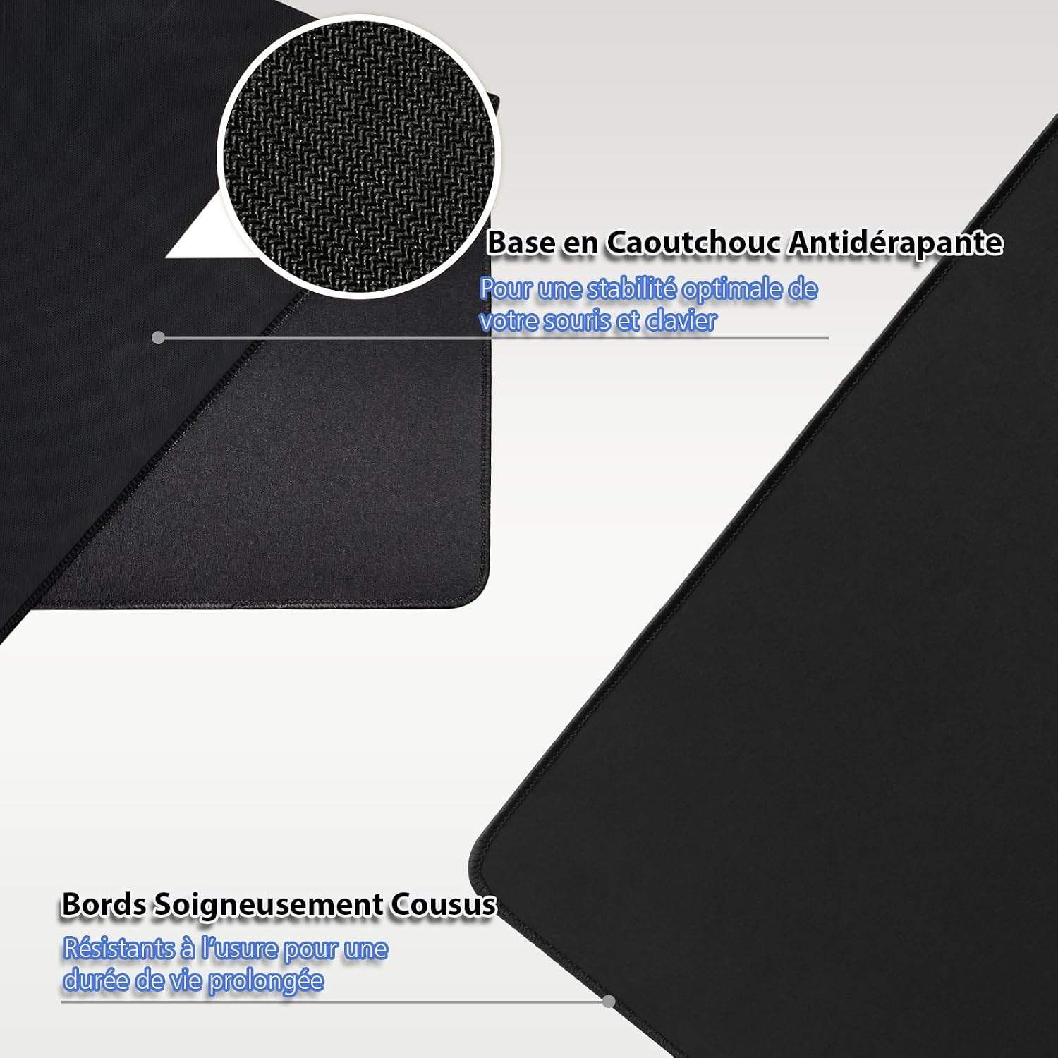 Detalle de Niviy Tapis de Souris Gaming XXL 900x400mm – Grand tapis noir avec base anti-dérapage