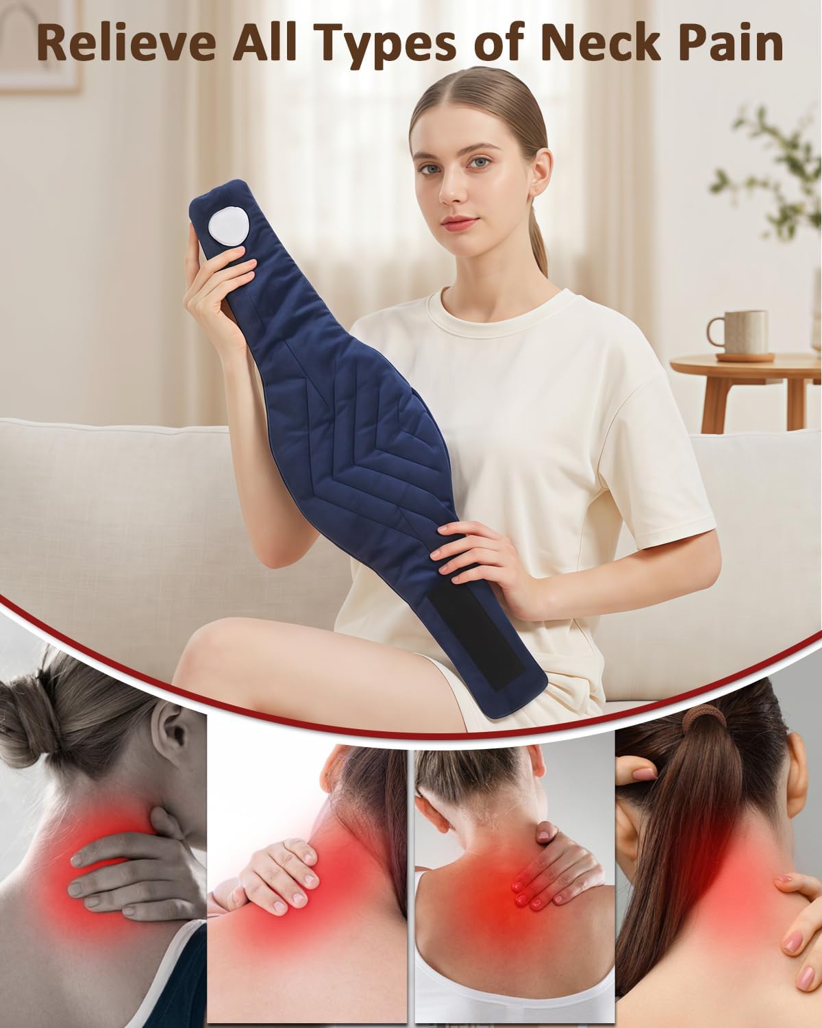Detalle 2 de Kedite Electric Neck Heating Pad, 86–158°F Adjustable Heat, 10–90-Minute Timer