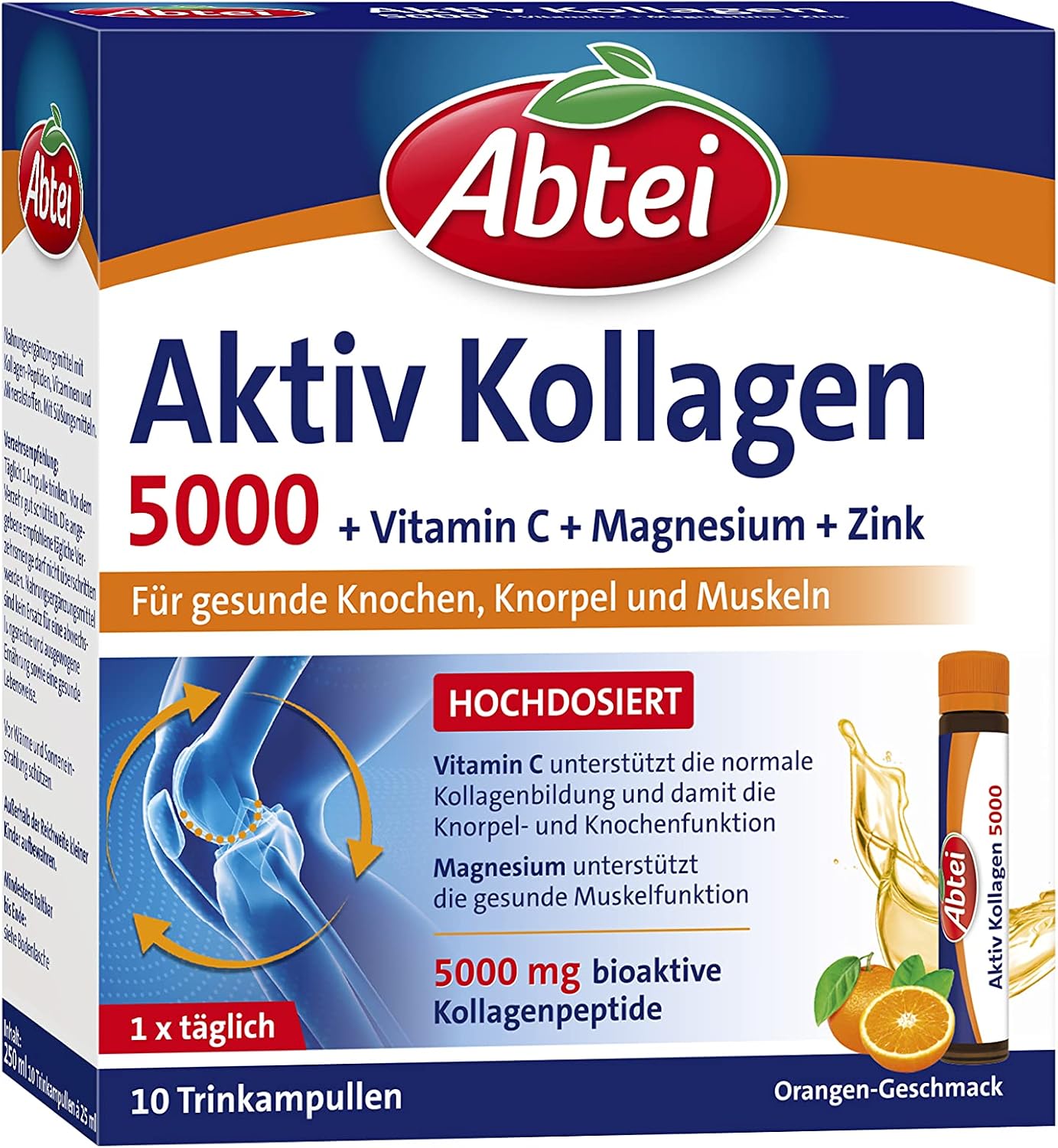 Thumbnail 6 de Abtei Aktiv Kollagen 5000 Trinkampullen mit Vitamin C, Magnesium und Zink (laborgeprüft, zuckerfrei) – 1×10 à 25 ml