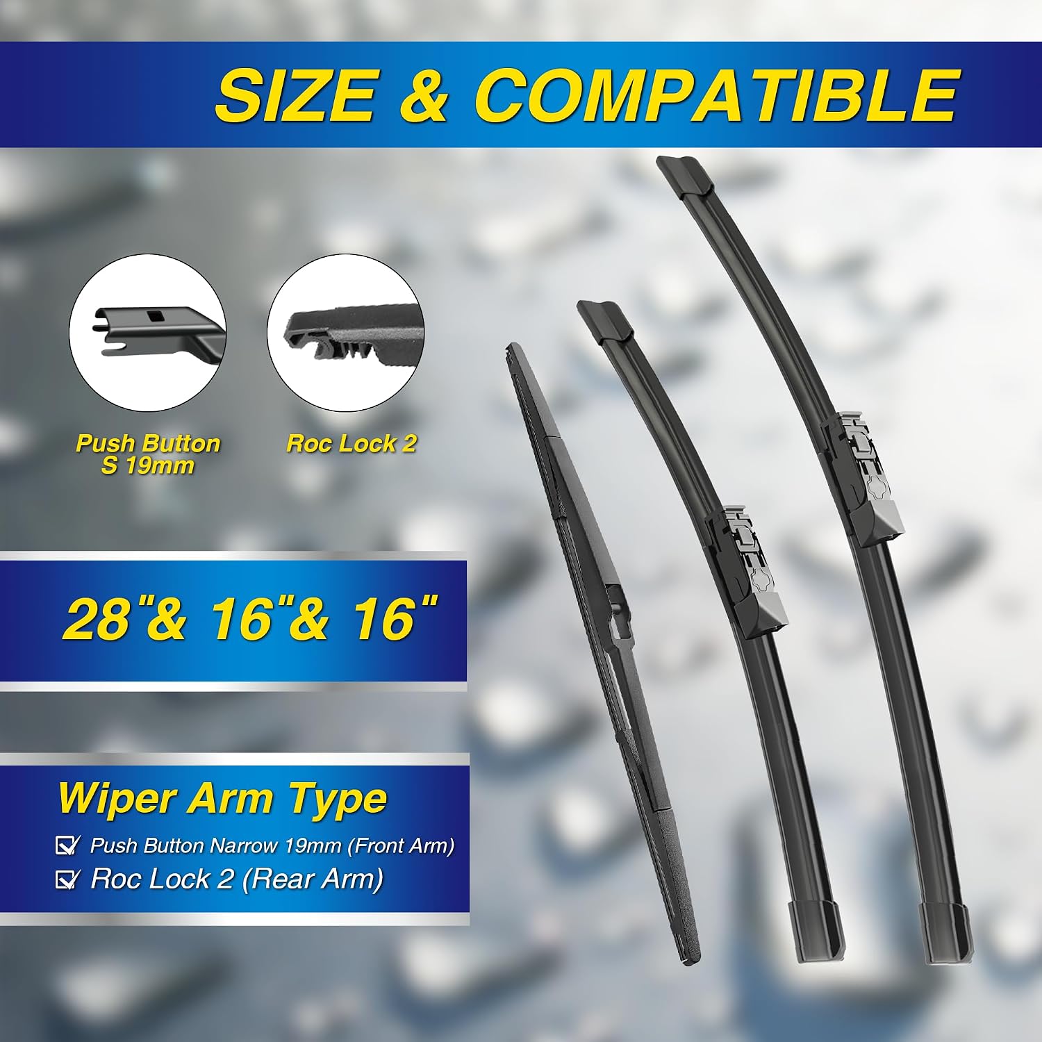 Thumbnail 1 de 5 PLUS Silicone Windshield Wipers Replacement for 2016-2022 Toyota Prius (Set of 3) – 28/16/16