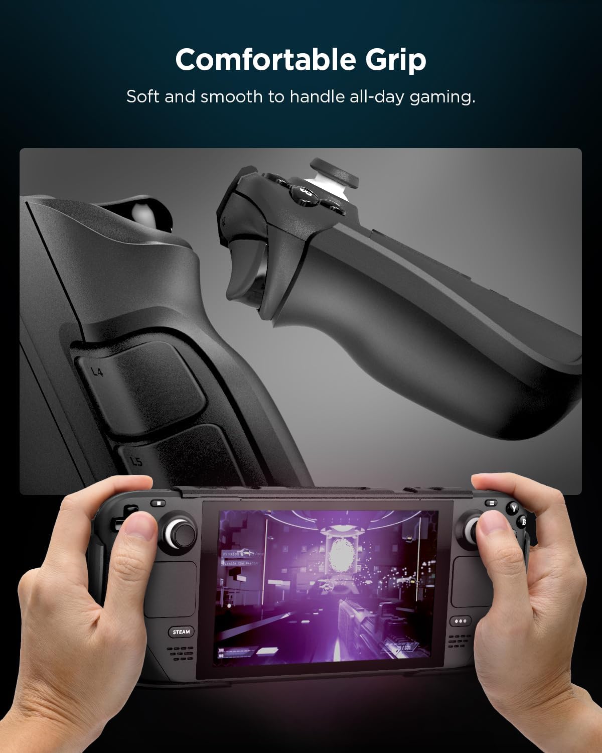 Thumbnail 4 de Spigen Thin Fit Pro : coque de protection avec béquille pour Steam Deck LCD (2022) et Steam Deck OLED (2023) — noir