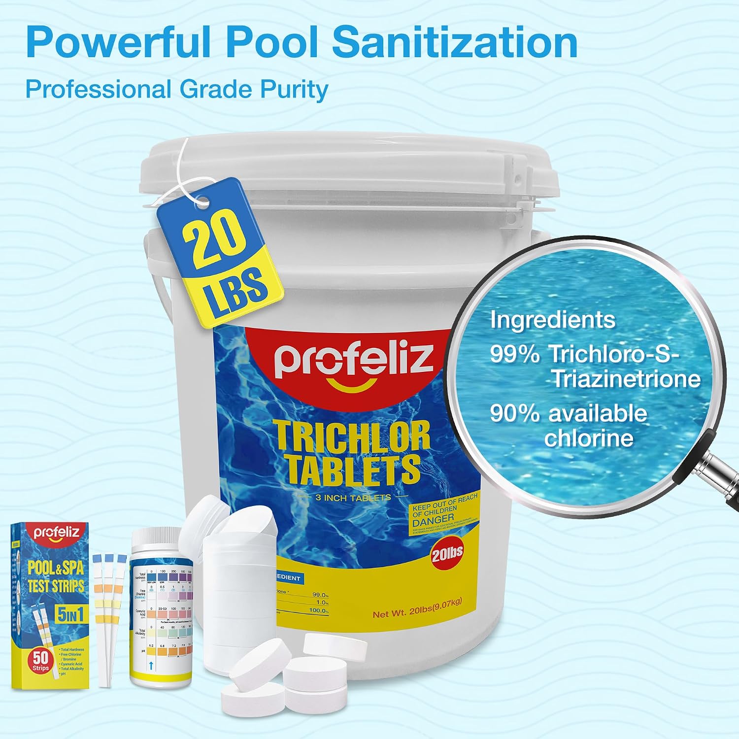 Detalle de PROFELIZ Chlorine Tablets, 3-Inch