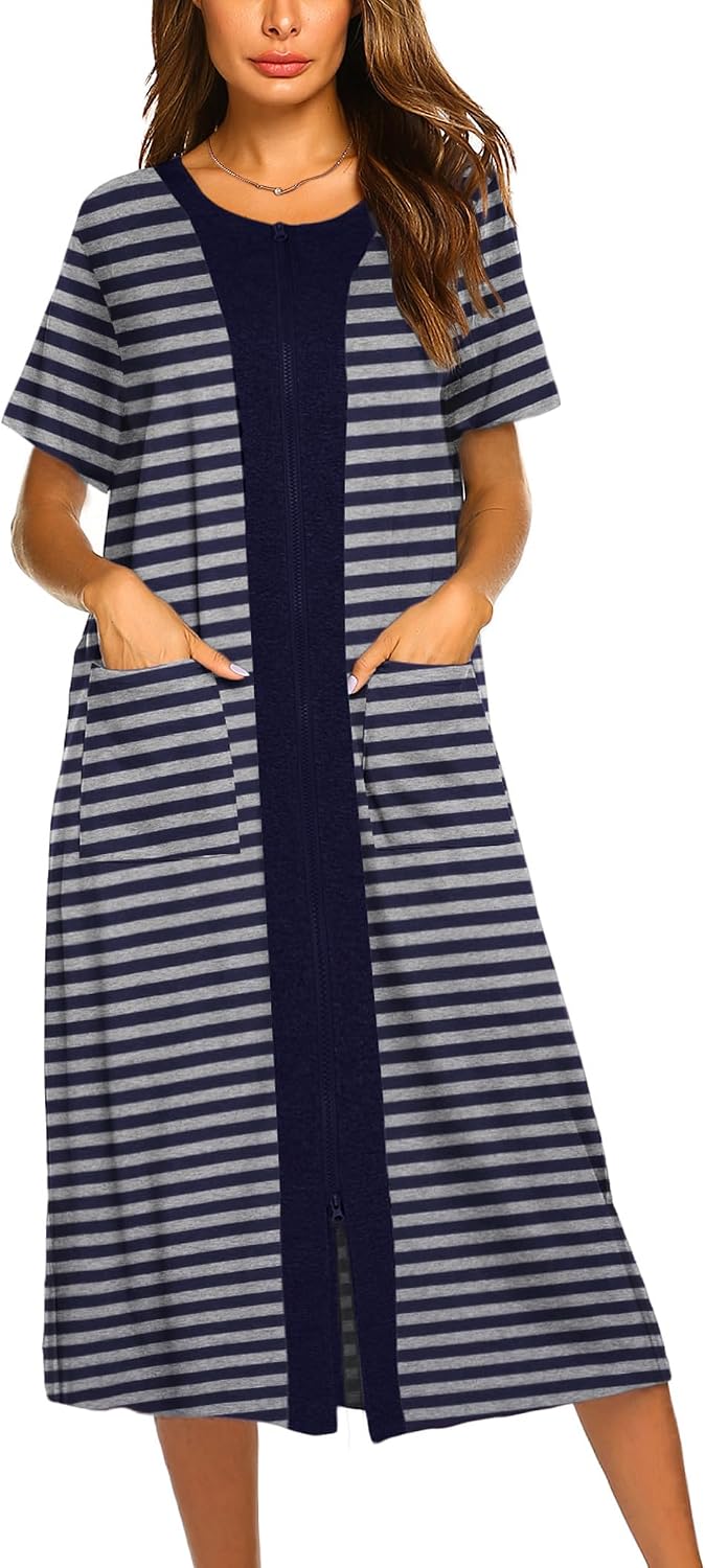 Detalle de Ekouaer Zipper Bathrobe Polyester-Spandex Fabric