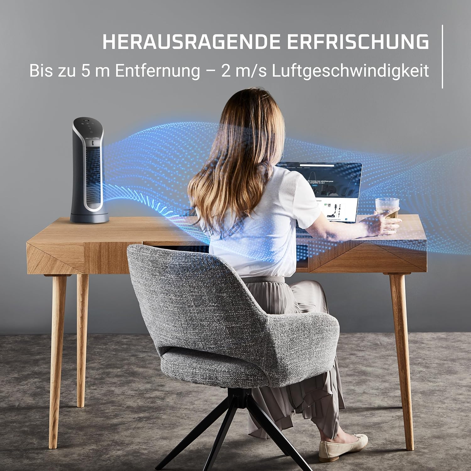 Detalle de Rowenta Eole Compact Turmventilator (VU6220F0) – kompakt, leise und vielseitig