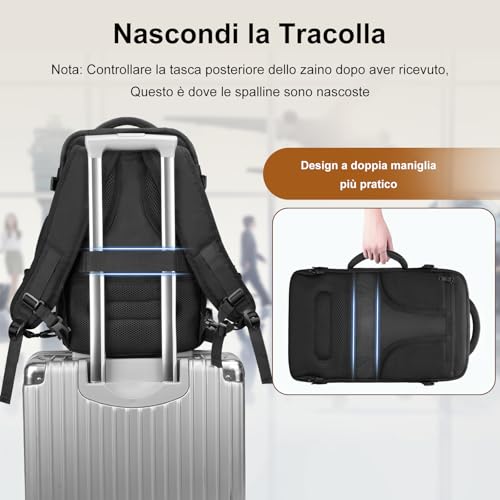 Detalle 2 de MATEIN Zaino da viaggio 40x20x25, 20 L, apertura a 180° e tasche multiple