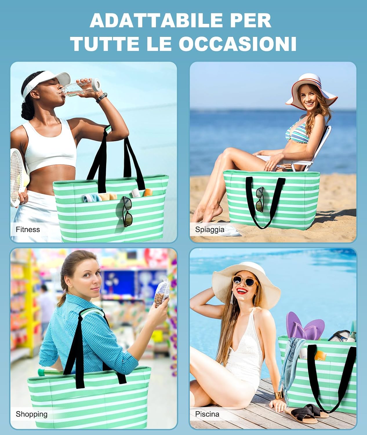 Thumbnail 1 de ISEYOU Borsa Mare Grande XXL Famiglia: ampia capienza, impermeabile e pieghevole