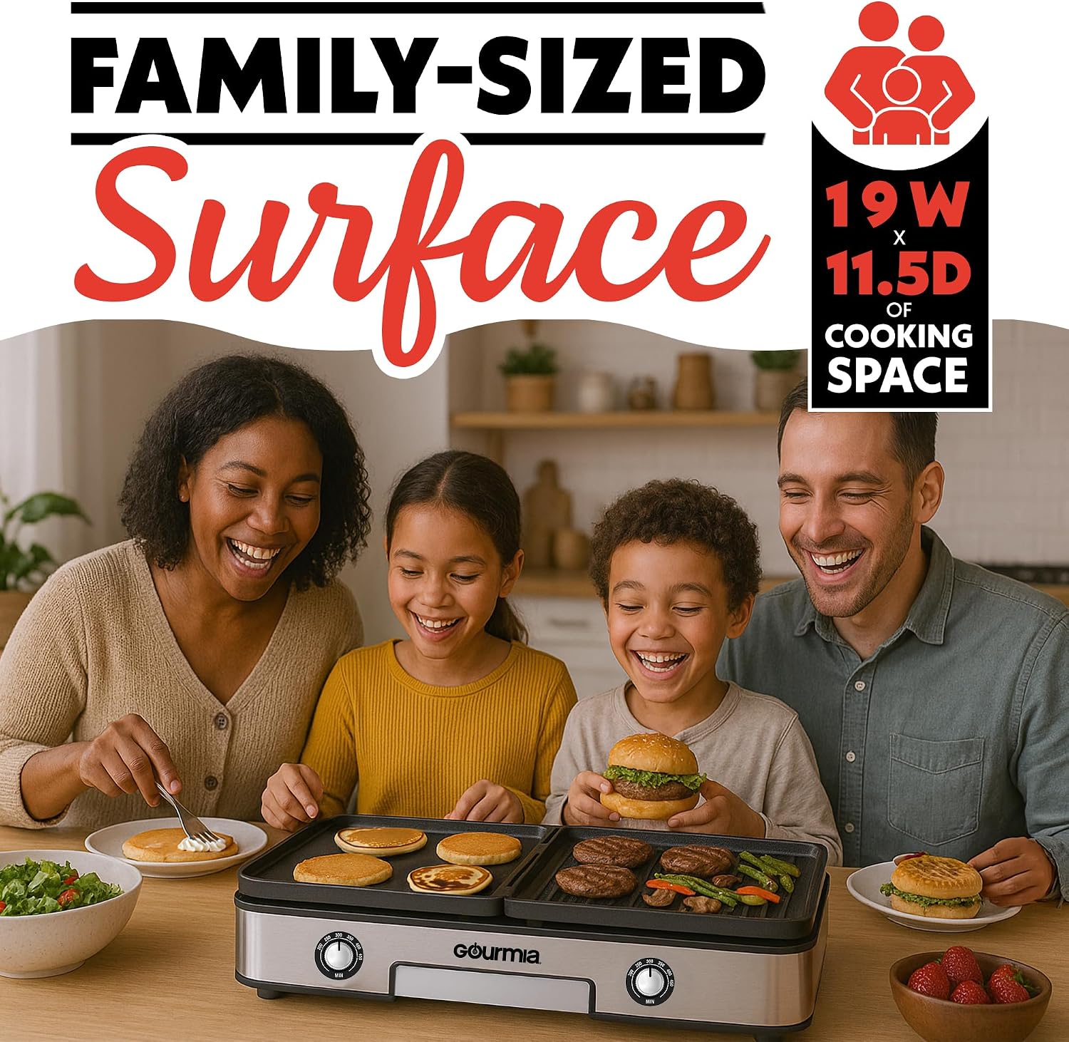 Thumbnail 6 de Gourmia 3-in-1 Indoor Grill 28x11.5 in