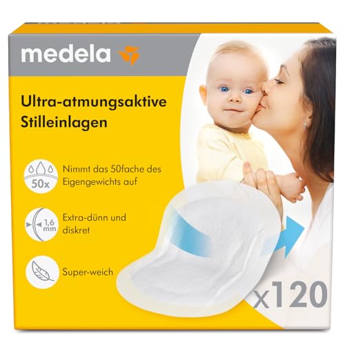 Detalle de Medela Ultra-atmungsaktive Stilleinlagen – Hochgradig saugfähig, diskreter Tragekomfort, 120er Pack