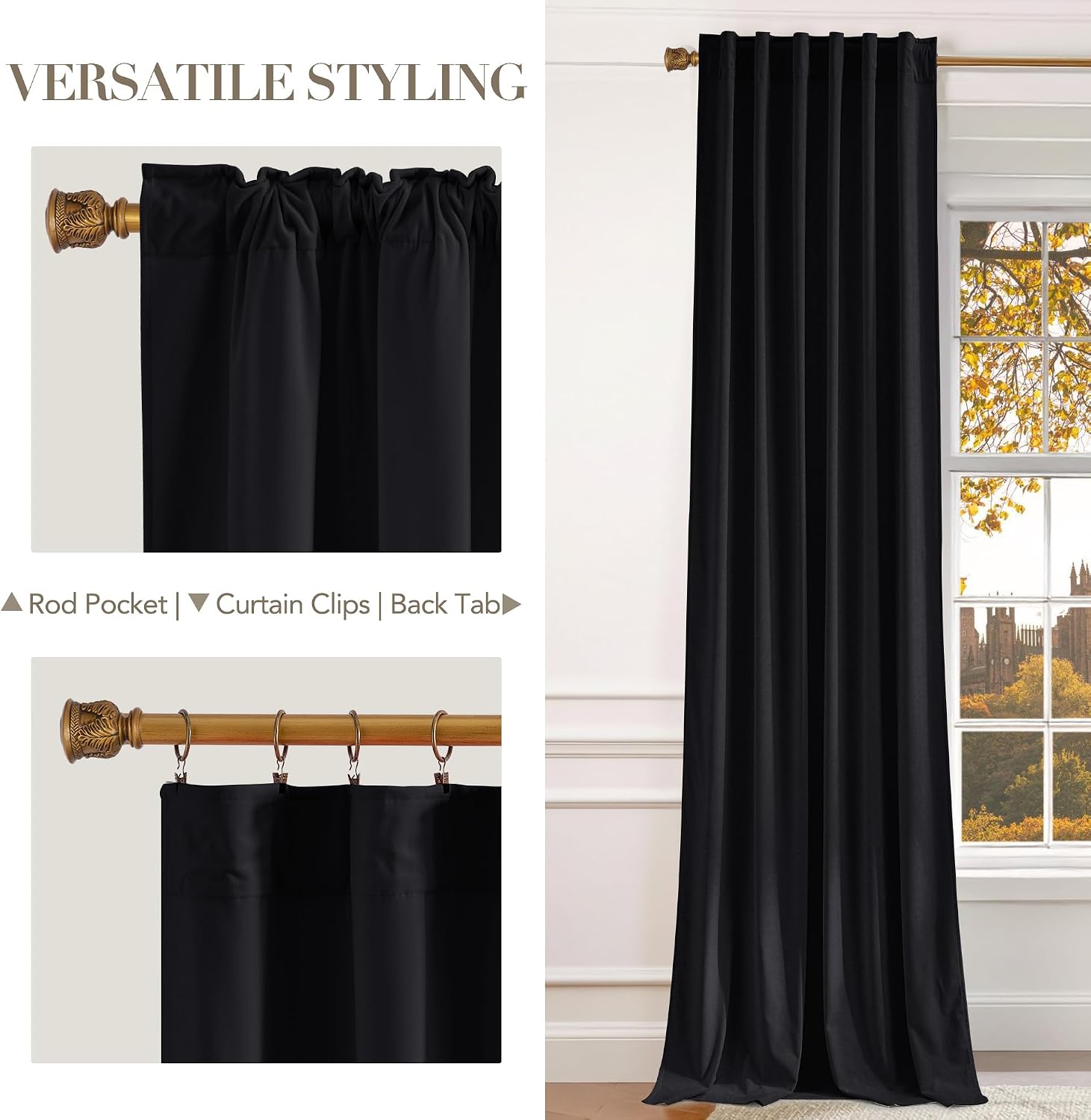 Detalle 2 de NICETOWN Velvet Curtains, 96 Inches