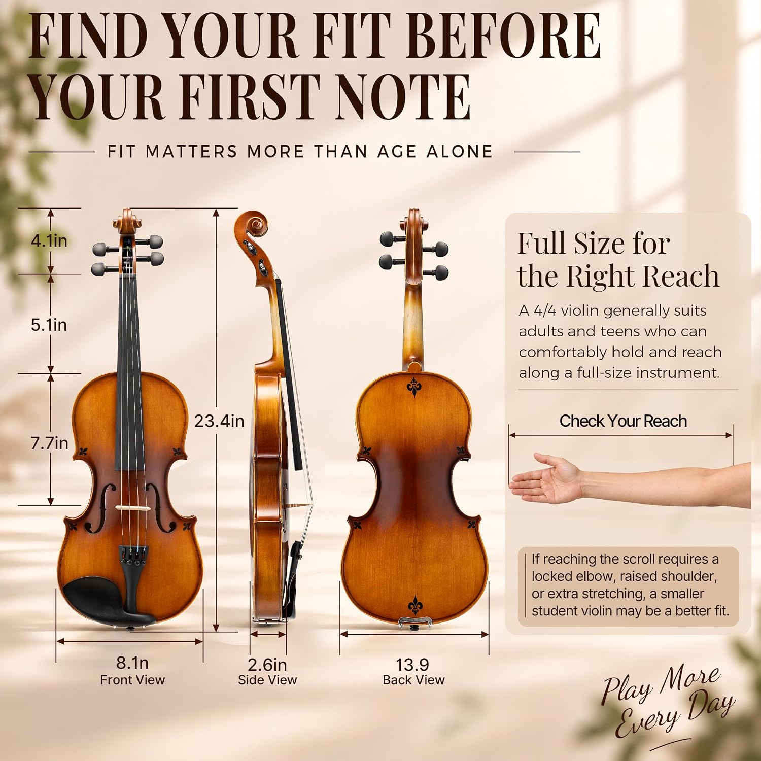 Thumbnail 6 de AKLOT VRT-MS 4/4 Acoustic Violin Kit with Tuner and Hard Case