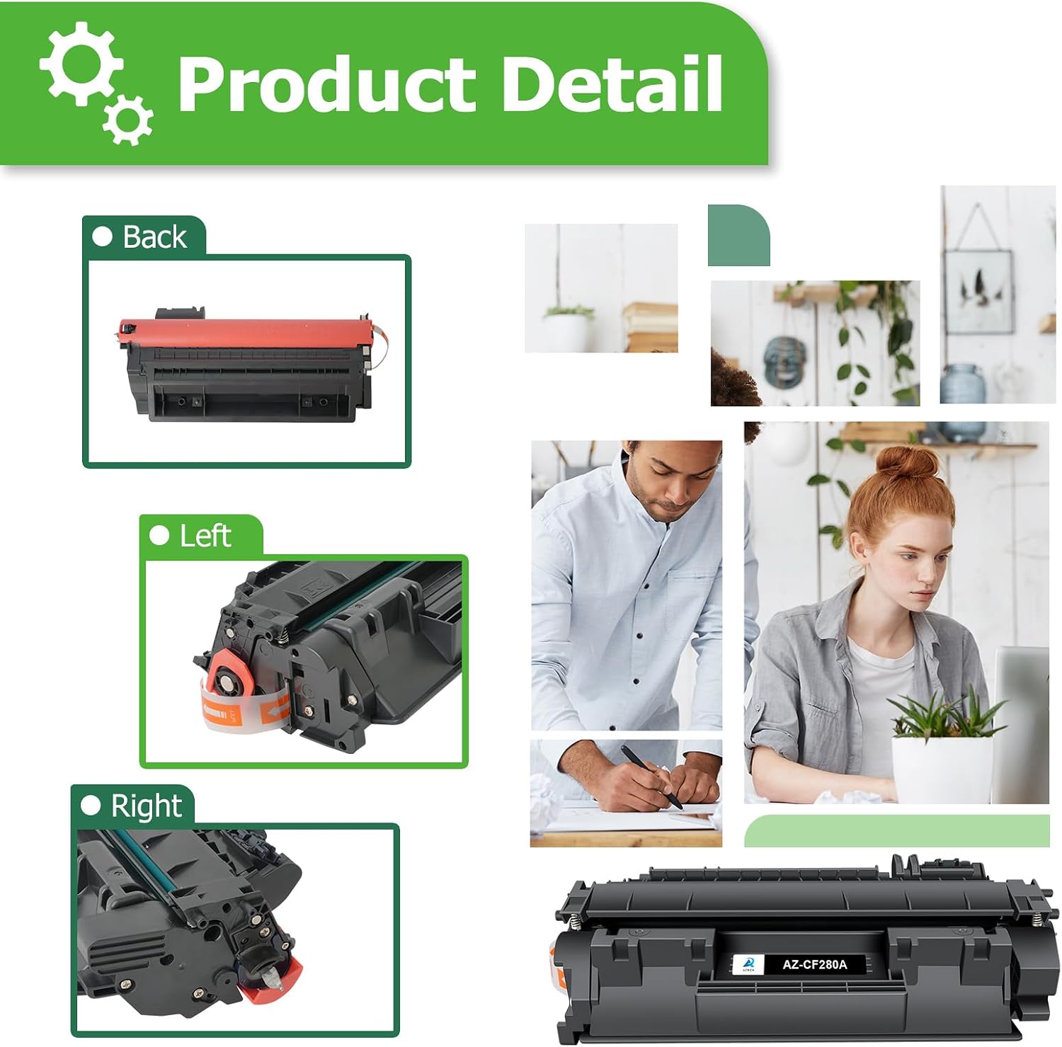 Detalle 1 de Aztech 80A CF280A Black Toner Cartridge, Compatible 2-Pack