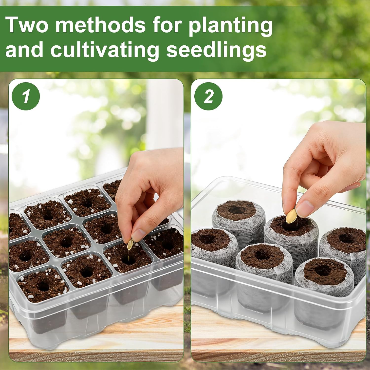 Detalle de Lychee Seed Trays: 10 Pack 120-Cell Propagator with Lidded Rotatable Vent – Transparent PET Seedling Starter Kit