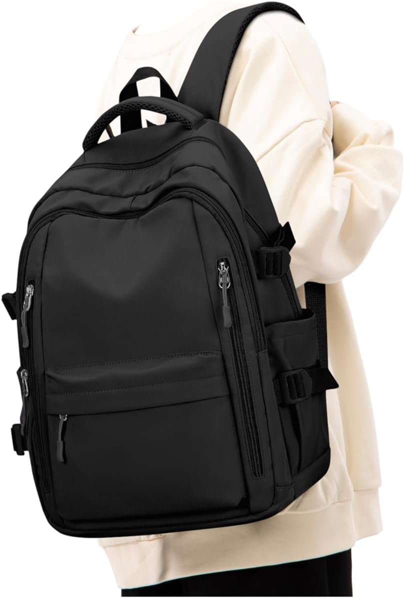 Detalle de Schulrucksack 14 Zoll – wasserdichter Daypack aus Nylon, unisex, Schwarz