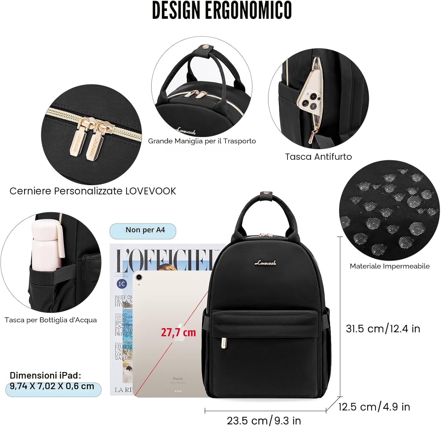 Detalle 2 de LOVEVOOK Zaino Donna Piccolo 23,5 cm