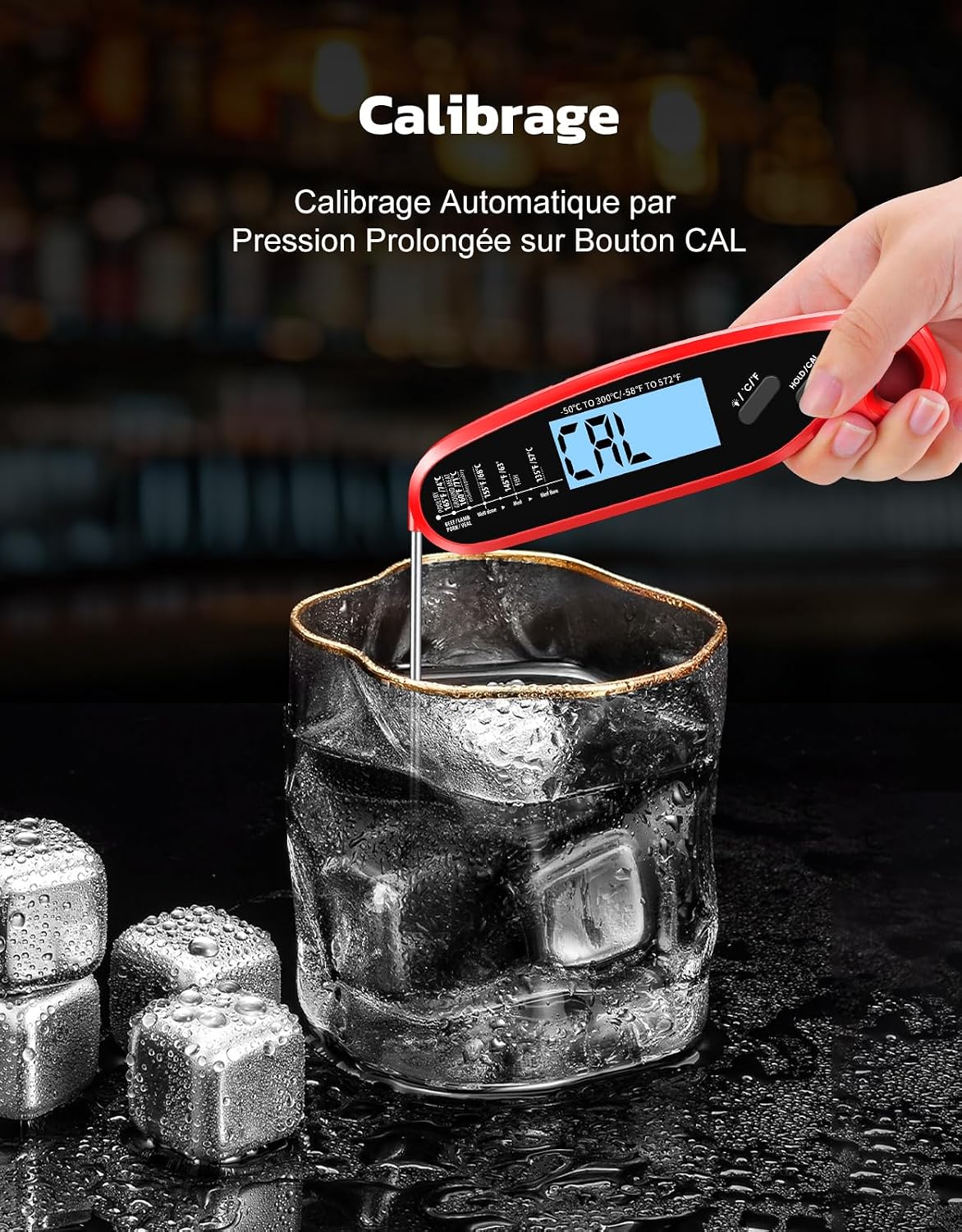 Detalle de Babacom RTS-236S keukenthermometer met dubbele sonde en verlicht display