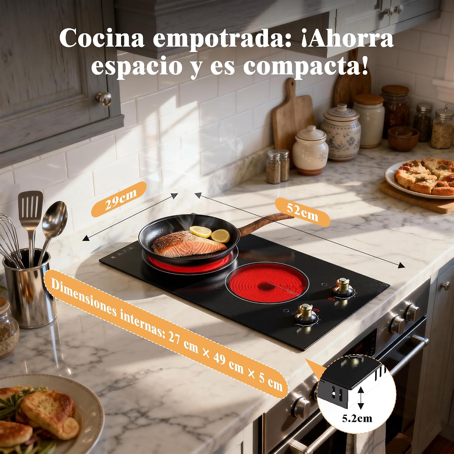 Detalle 2 de Karinear Placa Vitrocerámica 2 fuegos 3000 W