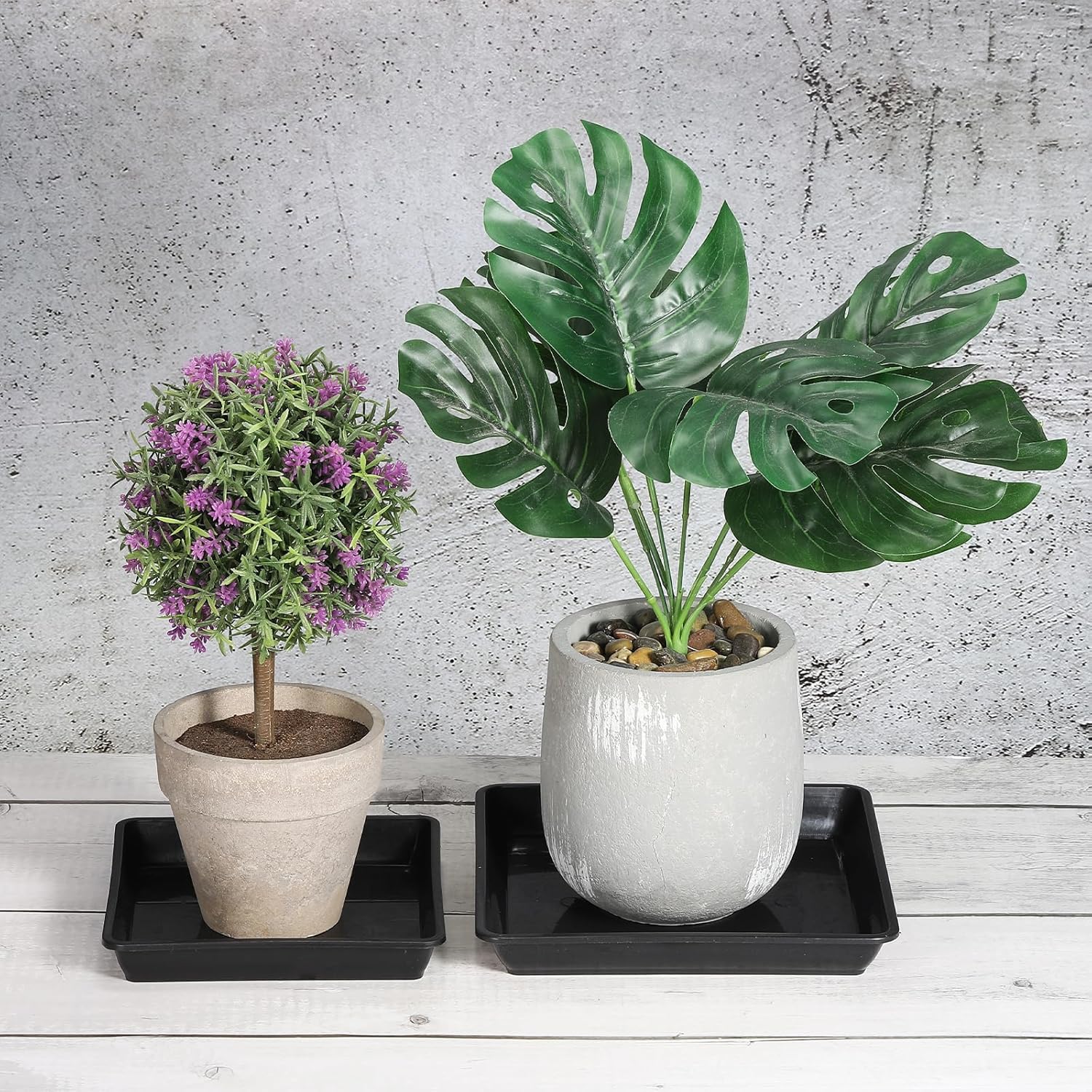 Detalle 1 de PATIKIL 9 inch square plant saucers (10-pack) in black plastic