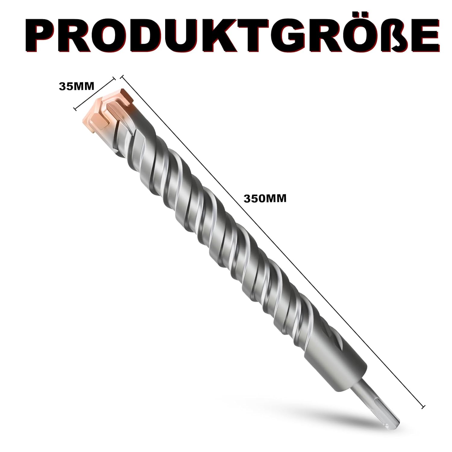 Thumbnail 1 de METOTY SDS-Plus Bohrer 35 mm × 350 mm mit 4 Hartmetallschneiden – Stein-, Beton- und Mauerwerksbohrer