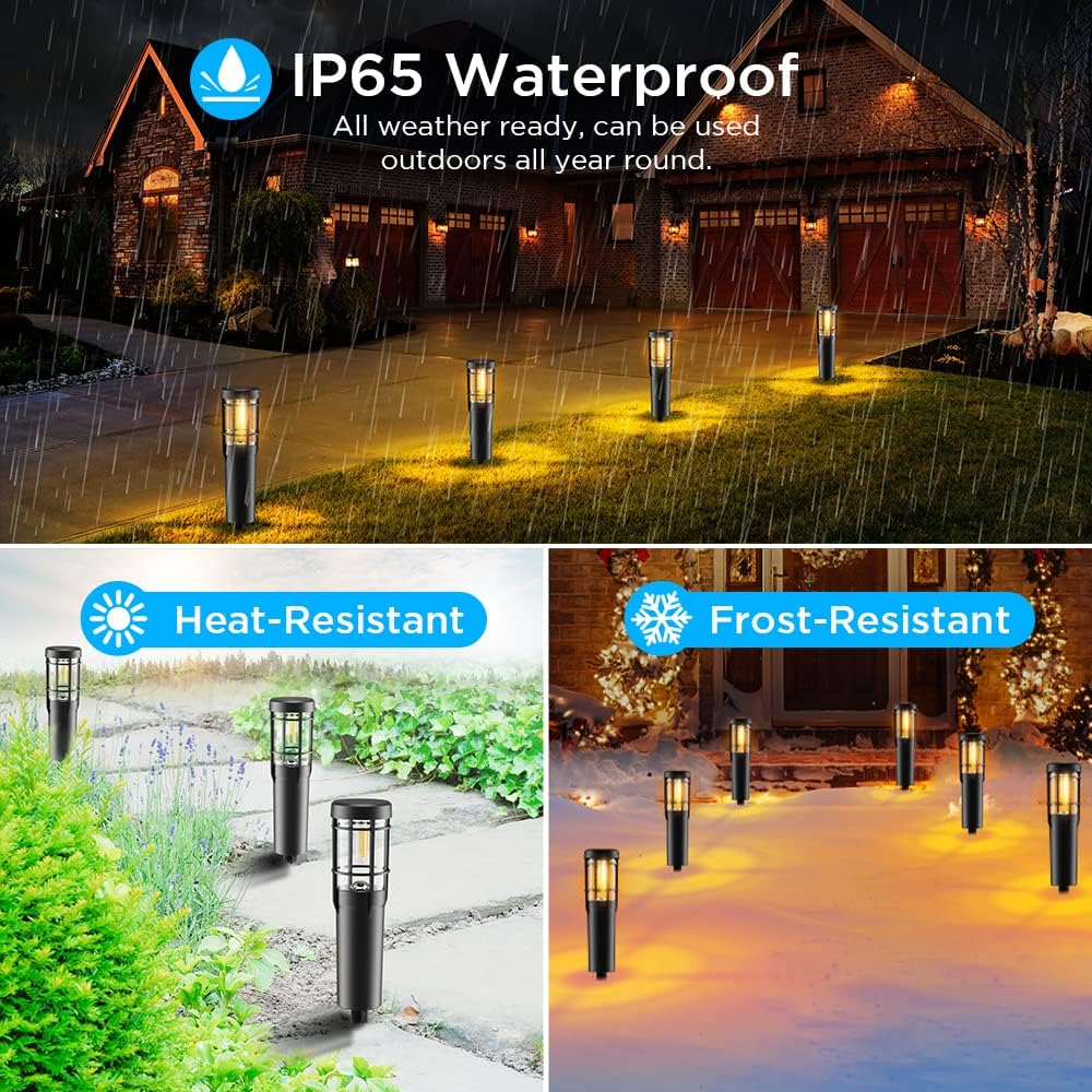 Detalle 2 de Ainostone Solarlampen 4er-Set mit 900 mAh Akku, warmweißen LEDs und Erdspieß (IP65, für Außen)