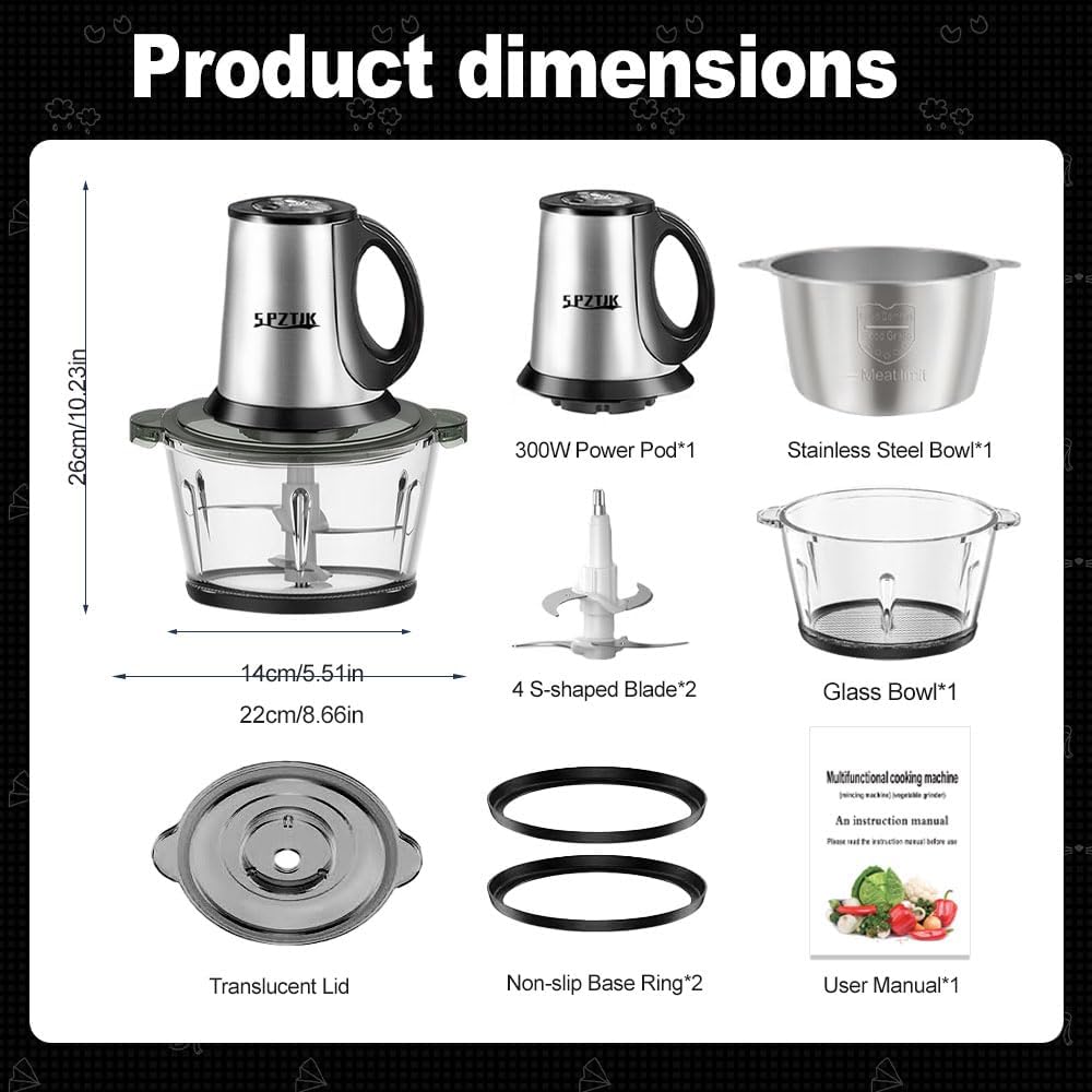 Thumbnail 1 de SPZTJK 3-Speed Food Processor 300W 🍽