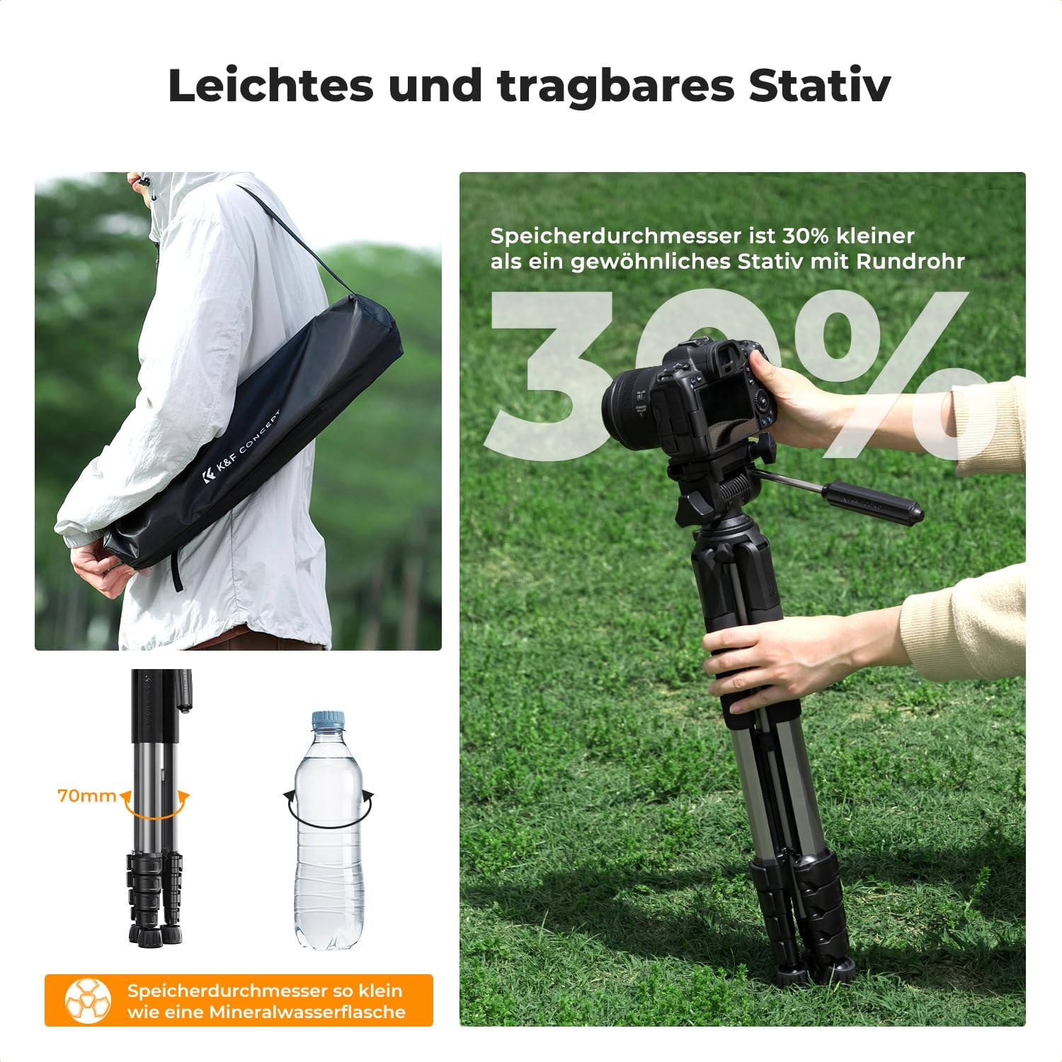 Detalle de K&F CONCEPT S255A3+BV01 Reisestativ 190 cm