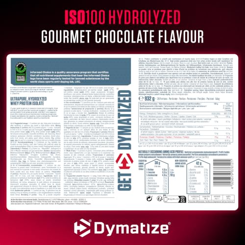 Detalle de Dymatize ISO 100 Idrolizzato Gourmet Chocolate 932 g – Proteine del siero del latte ricche di idrolisi