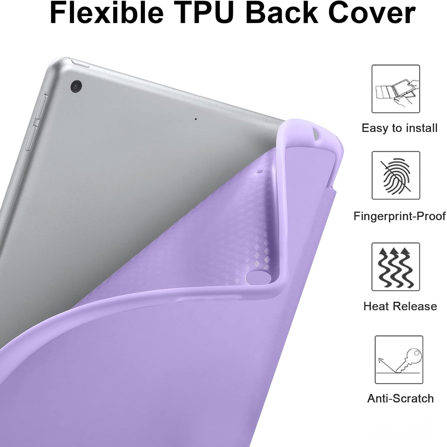 Thumbnail 3 de Vobafe iPad 10.2 case (7th/8th/9th gen, 2021/2020/2019) with pencil holder, lavender TPU cover