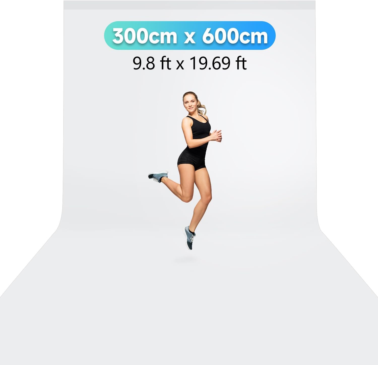Detalle 2 de JEBUTU White Backdrop XL 3x6m – Large, Washable Polyester Background for Studio, Live Streaming & Meetings