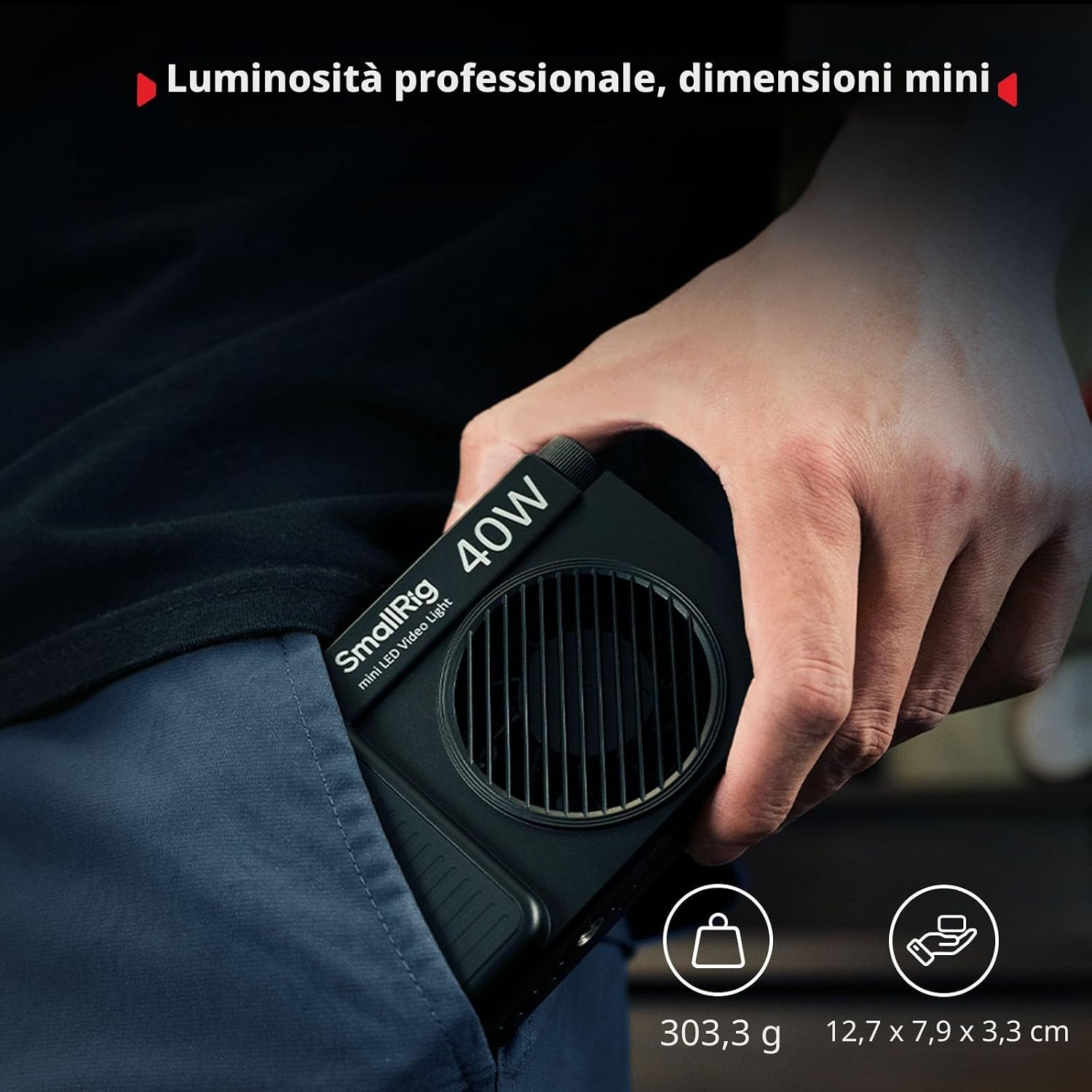 Detalle de SmallRig RM 40C: Mini Luce LED RGB Portatile per Video e Foto, con Display LCD e Diffusore Magnetico
