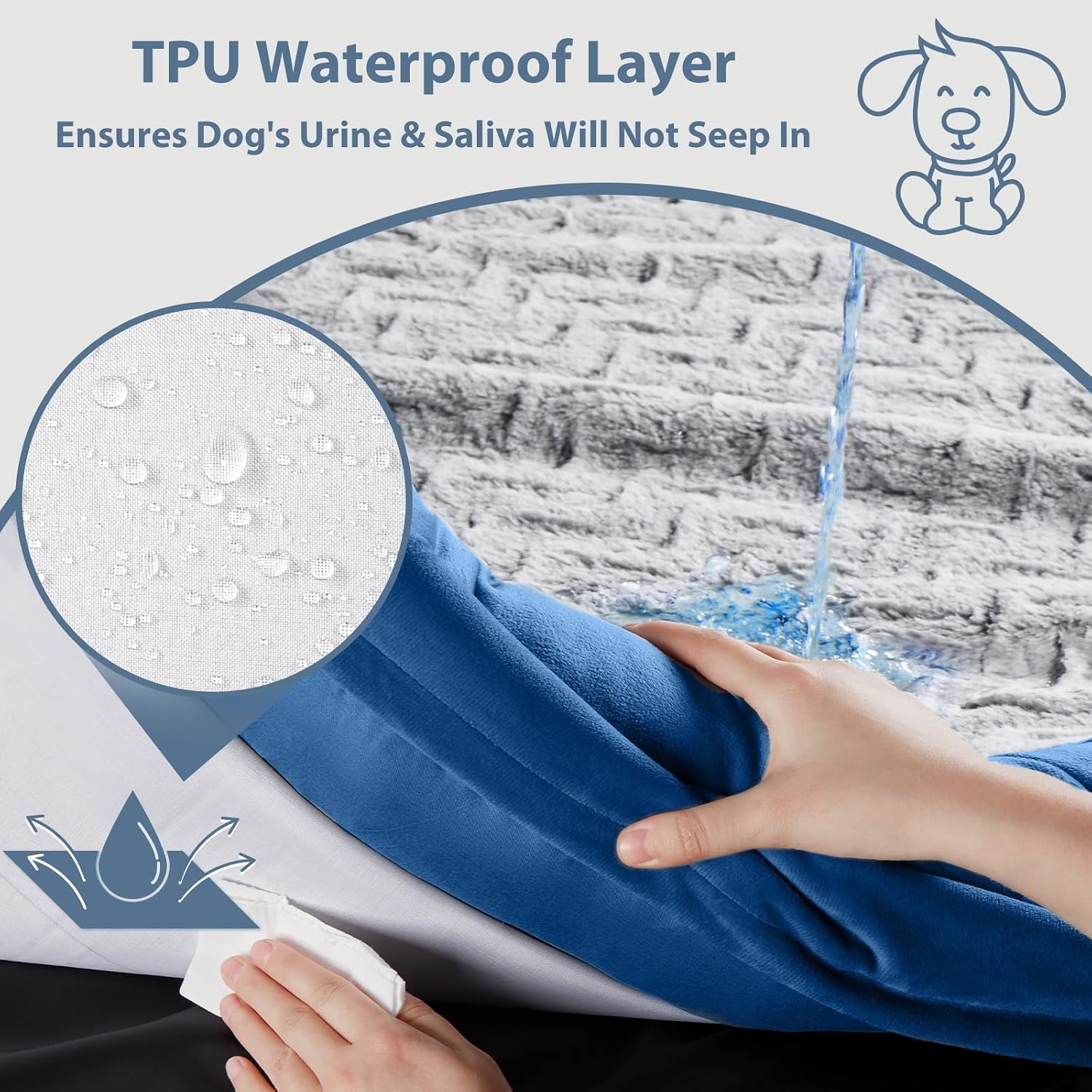 Detalle 2 de WNPETHOME XXL Orthopedic Dog Bed, Memory Foam, Bolster Sides, Blue, 45 x 35 in