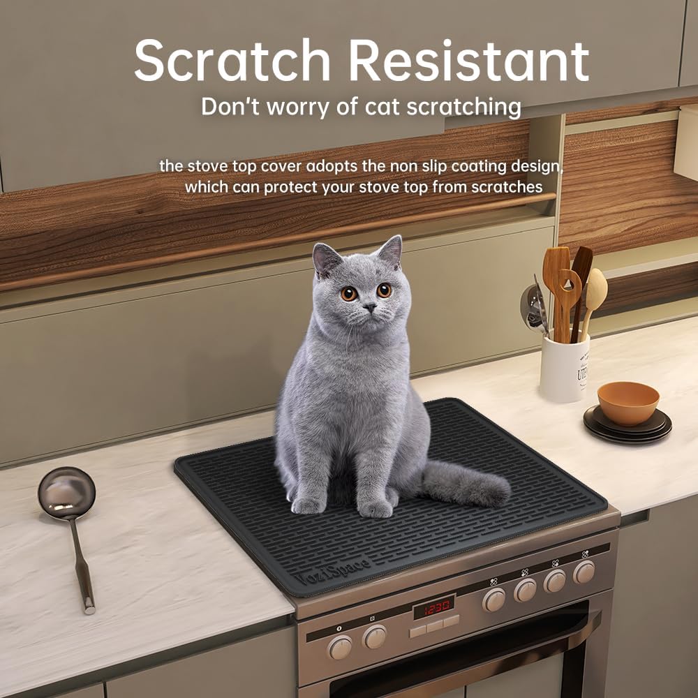 Detalle de Silicone Electric Stove Top Cover Mat 28"x20" (Black) – Heat‑Resistant, Multifunctional