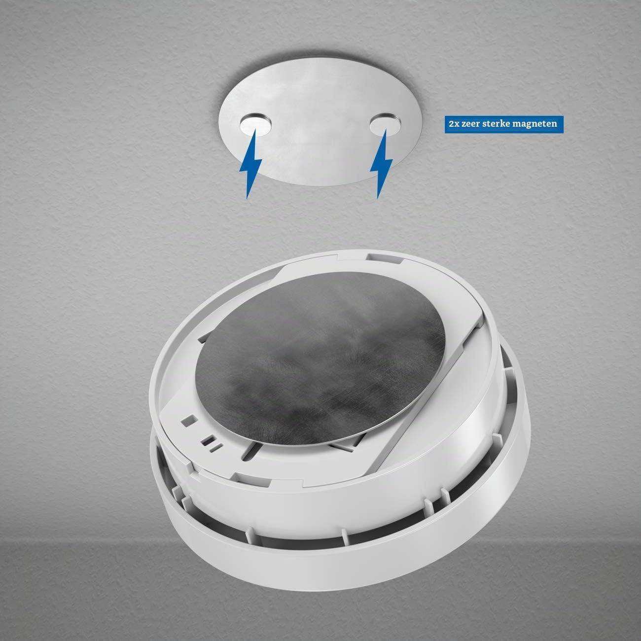 Detalle de deleyCON MK3559 magnetische rookmelderhouder, zelfklevend, 65 mm, 2 stuks