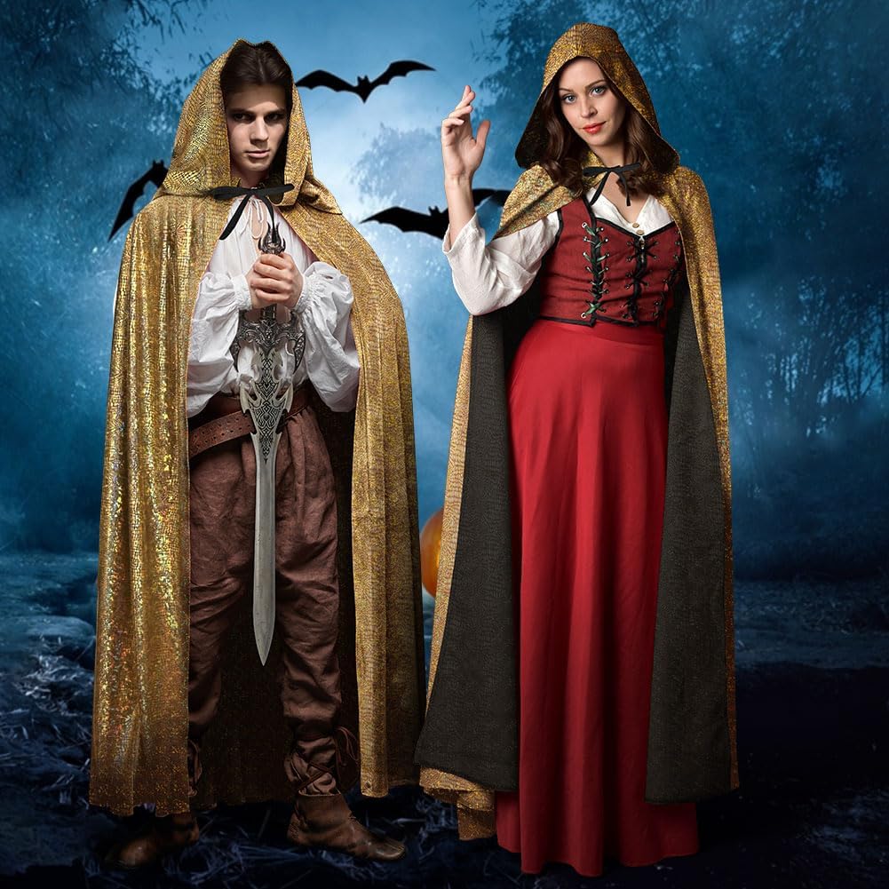 Detalle 2 de AYBUY Umhang mit Kapuze – Vampir Cape, lang, unisex