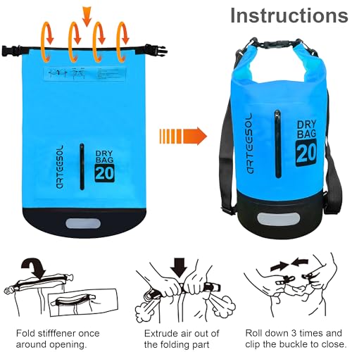 Detalle de Blackace arteesol Waterproof Dry Bag 5L/10L/20L/30L – practical dry bag for kayaking, canoeing and outdoor play