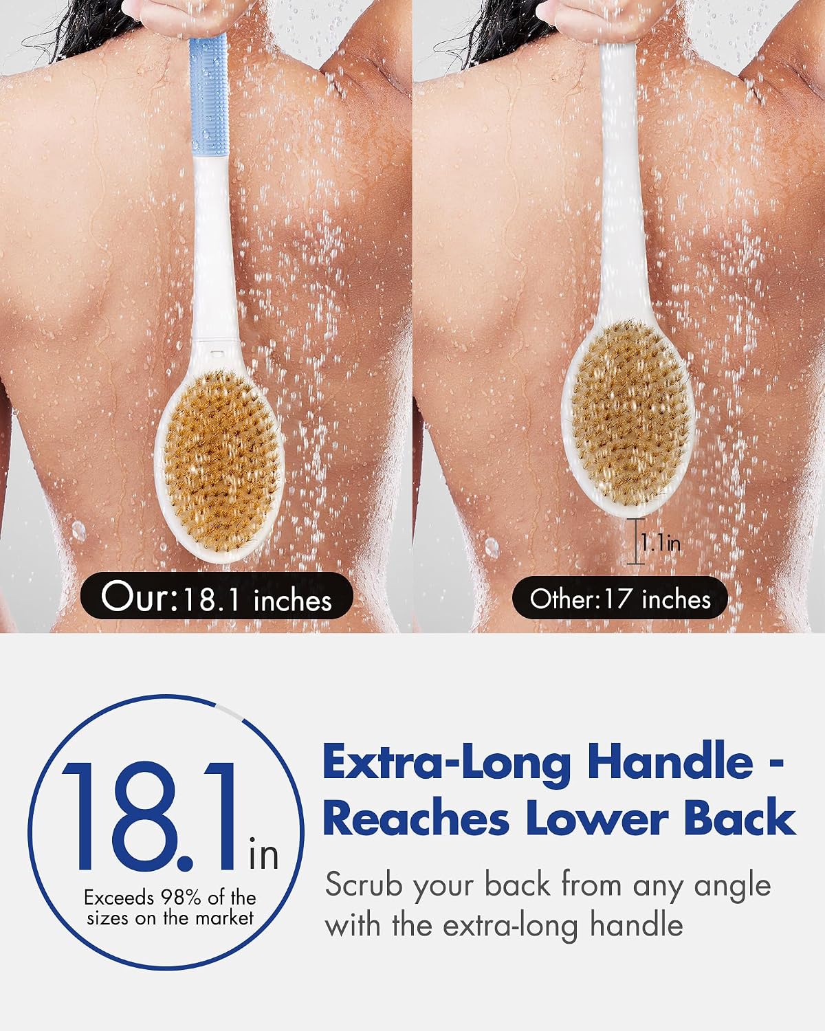 Thumbnail 1 de Back Scrubber Long Handle 2‑bristle Bath Brush