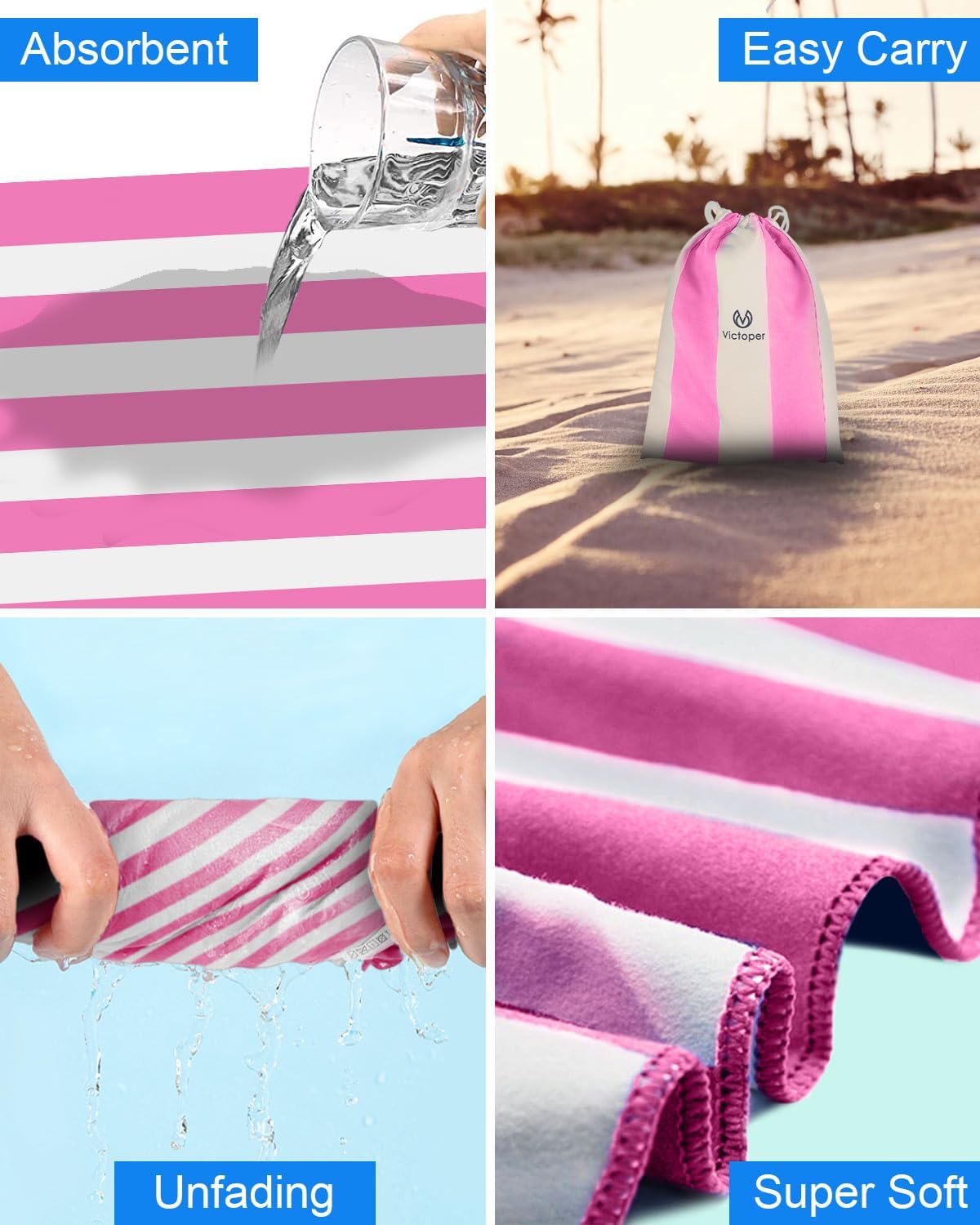 Thumbnail 4 de Victoper Microfiber Beach Towel Oversized – Rapid Drying, Sand-Free, 63x35 Inch